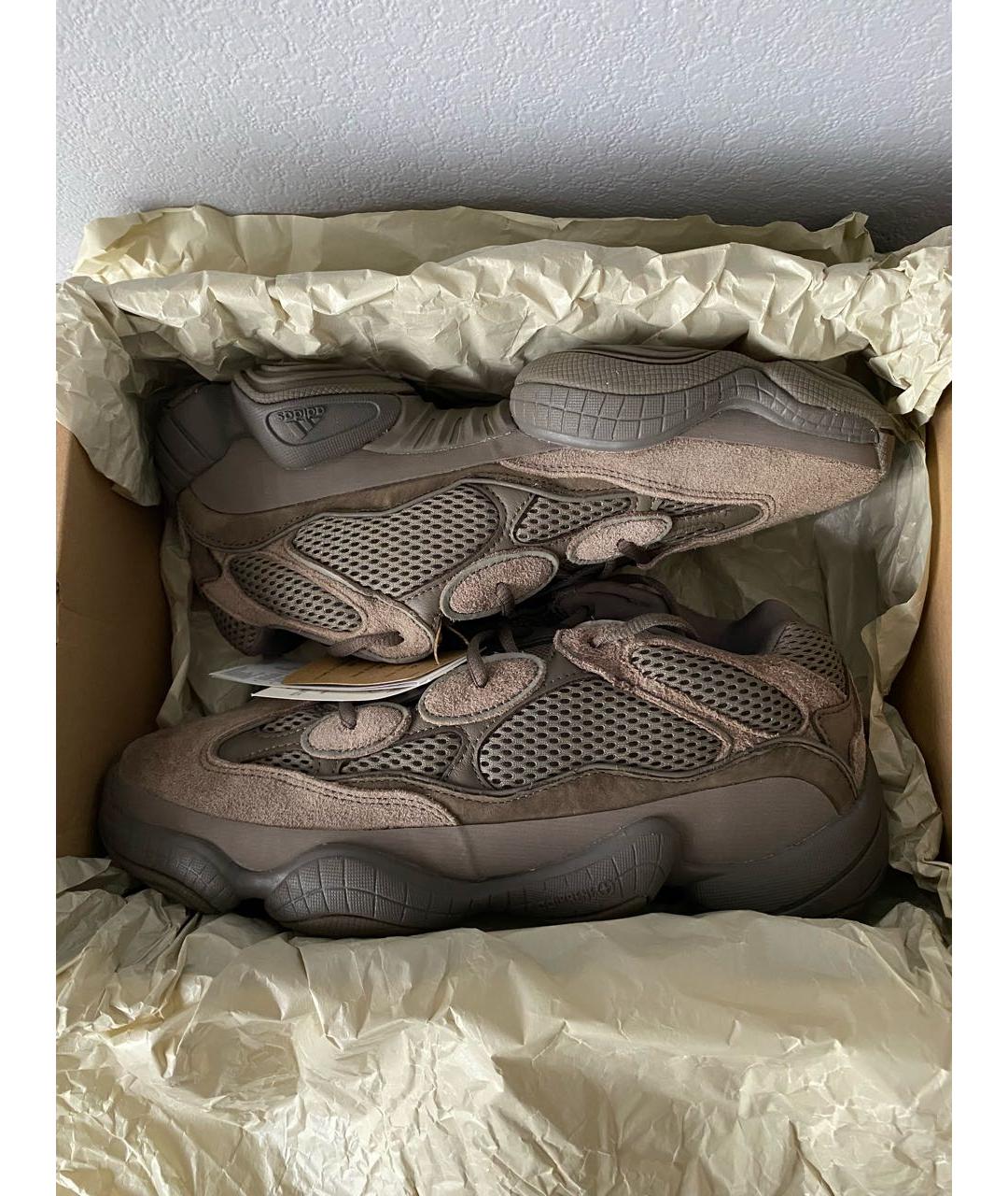 ADIDAS YEEZY Коричневые замшевые низкие кроссовки / кеды, фото 2