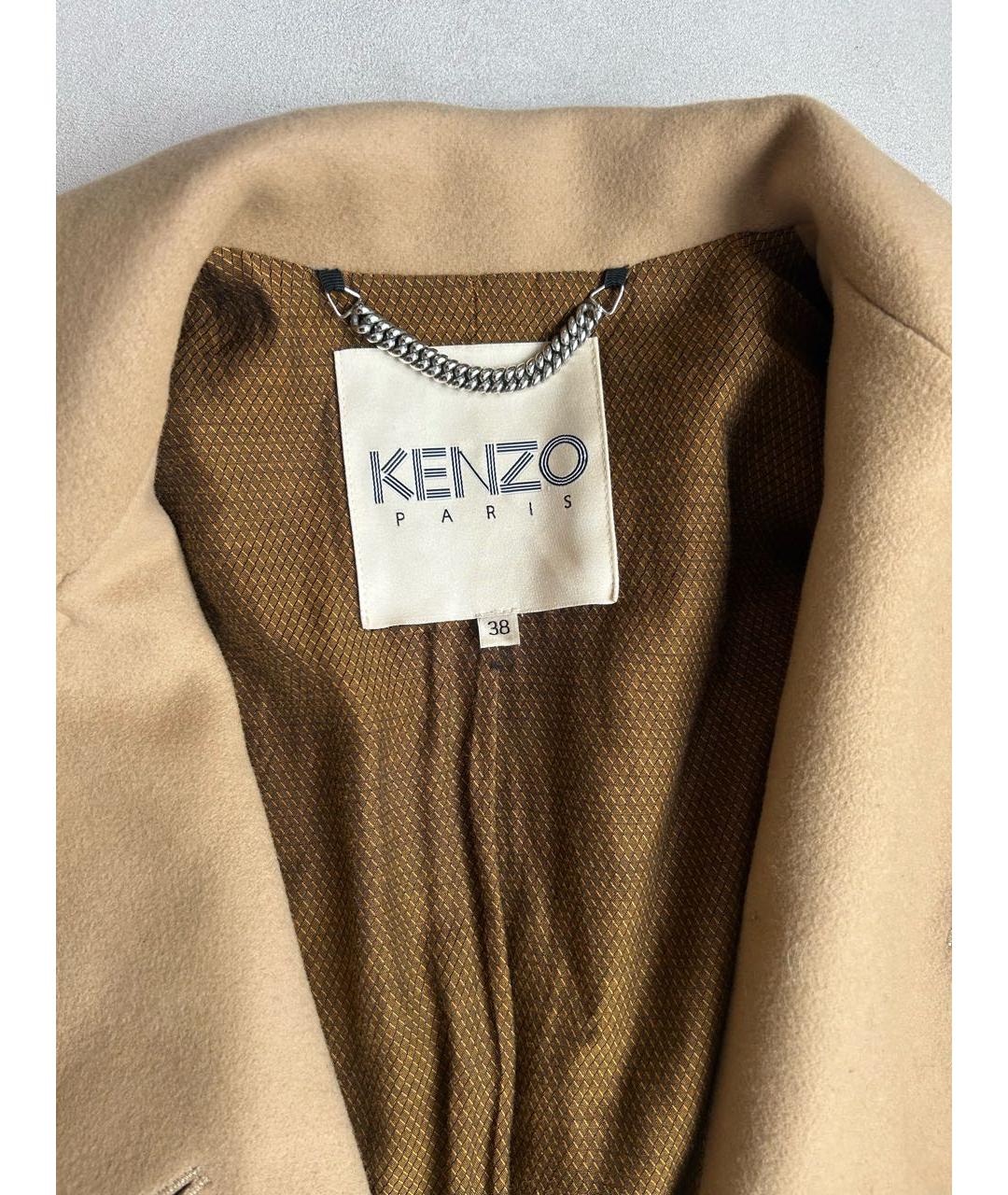 KENZO Горчичное шерстяное пальто, фото 4