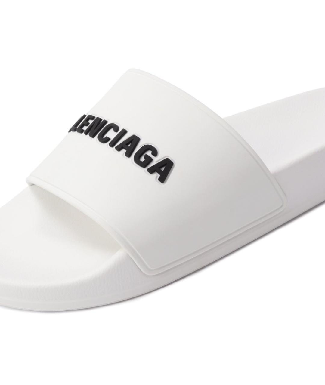 BALENCIAGA Белые резиновые шлепанцы, фото 4