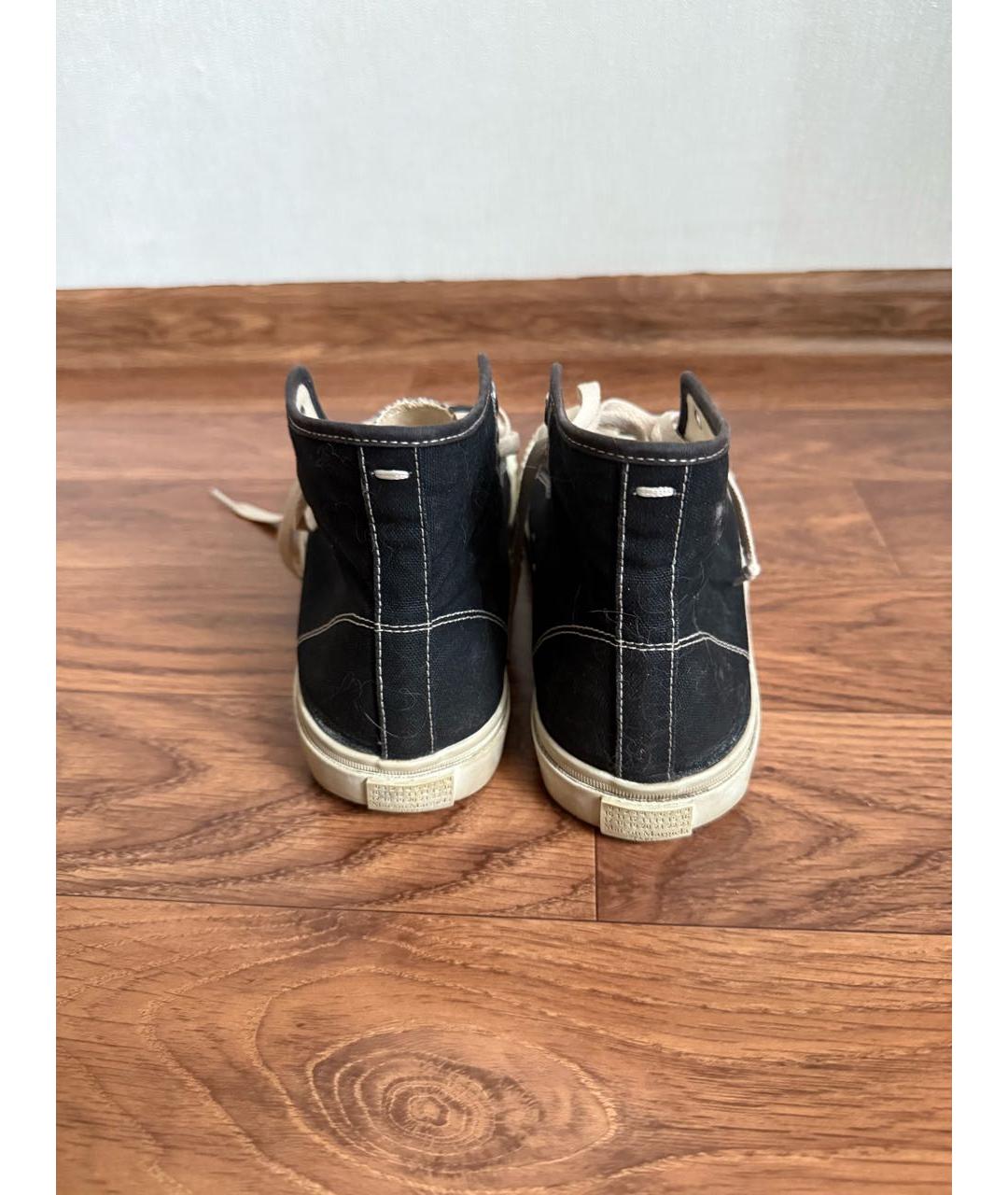 MAISON MARGIELA Черные текстильные высокие кроссовки / кеды, фото 4