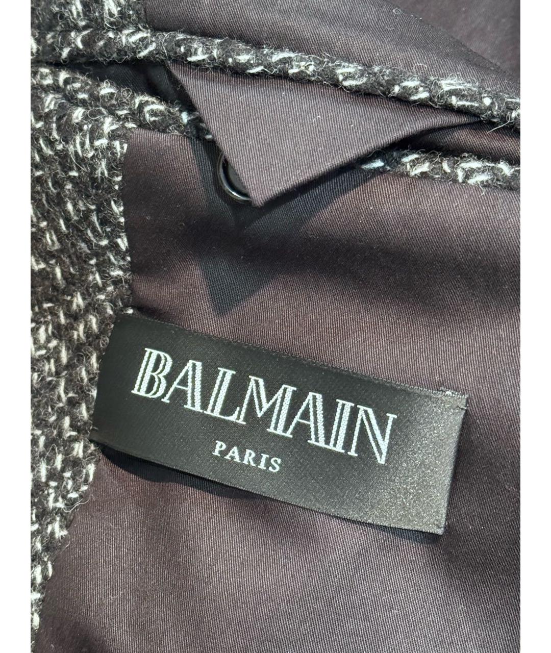 BALMAIN Антрацитовое шерстяное пальто, фото 5