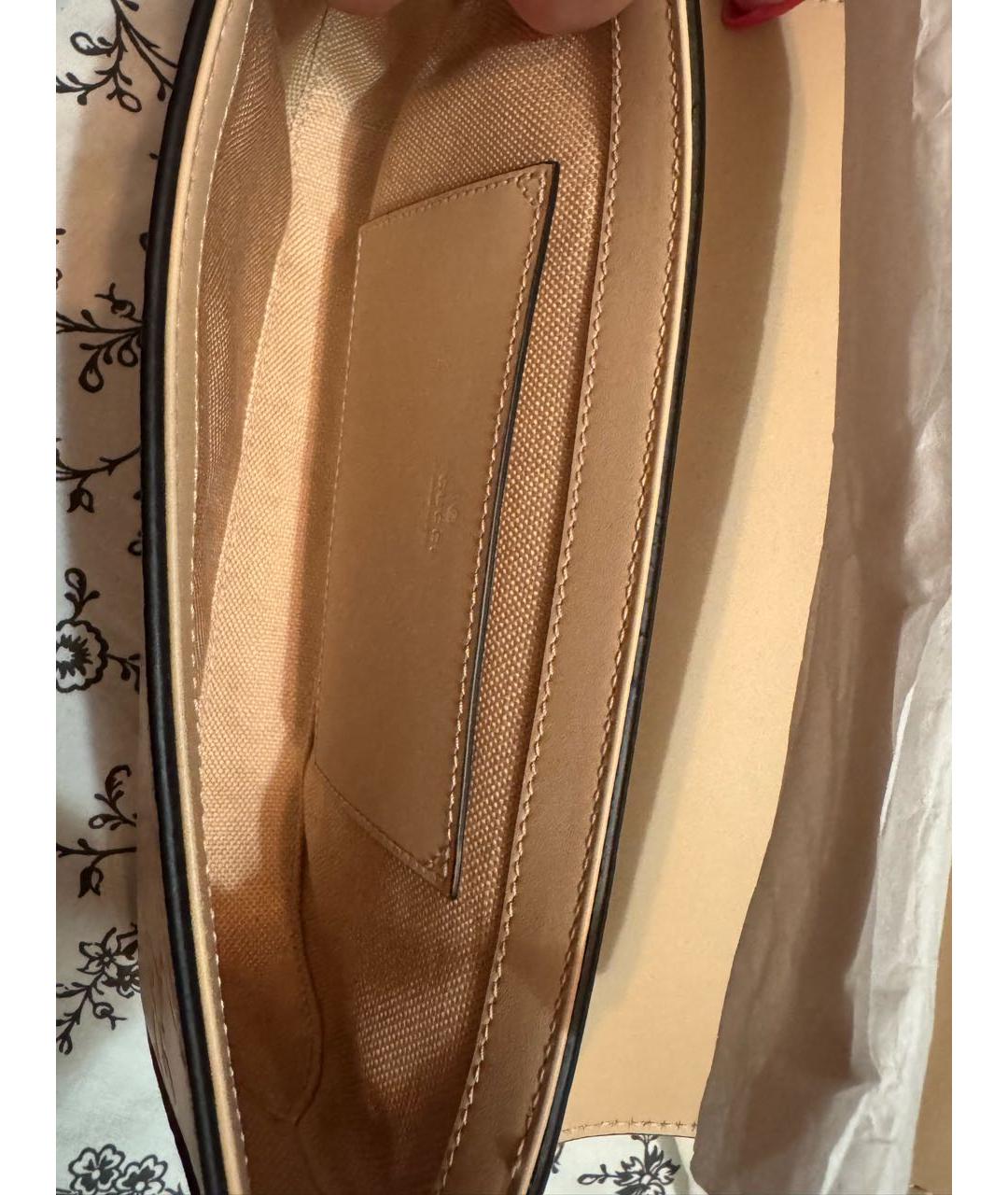 GUCCI Бежевая кожаная сумка через плечо, фото 4