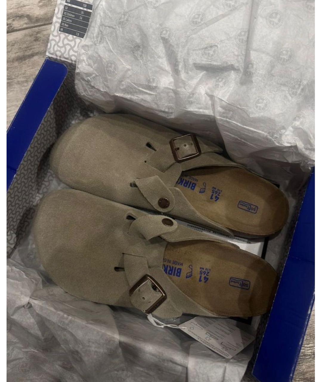 BIRKENSTOCK Бежевые замшевые мюли, фото 3