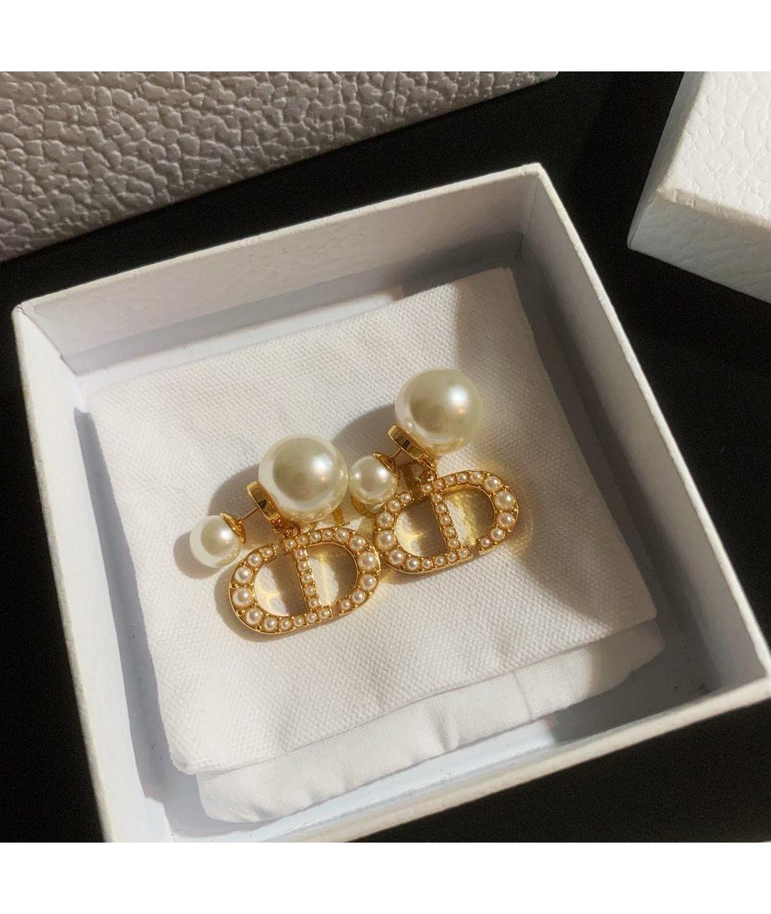 CHRISTIAN DIOR Золотые металлические серьги, фото 3