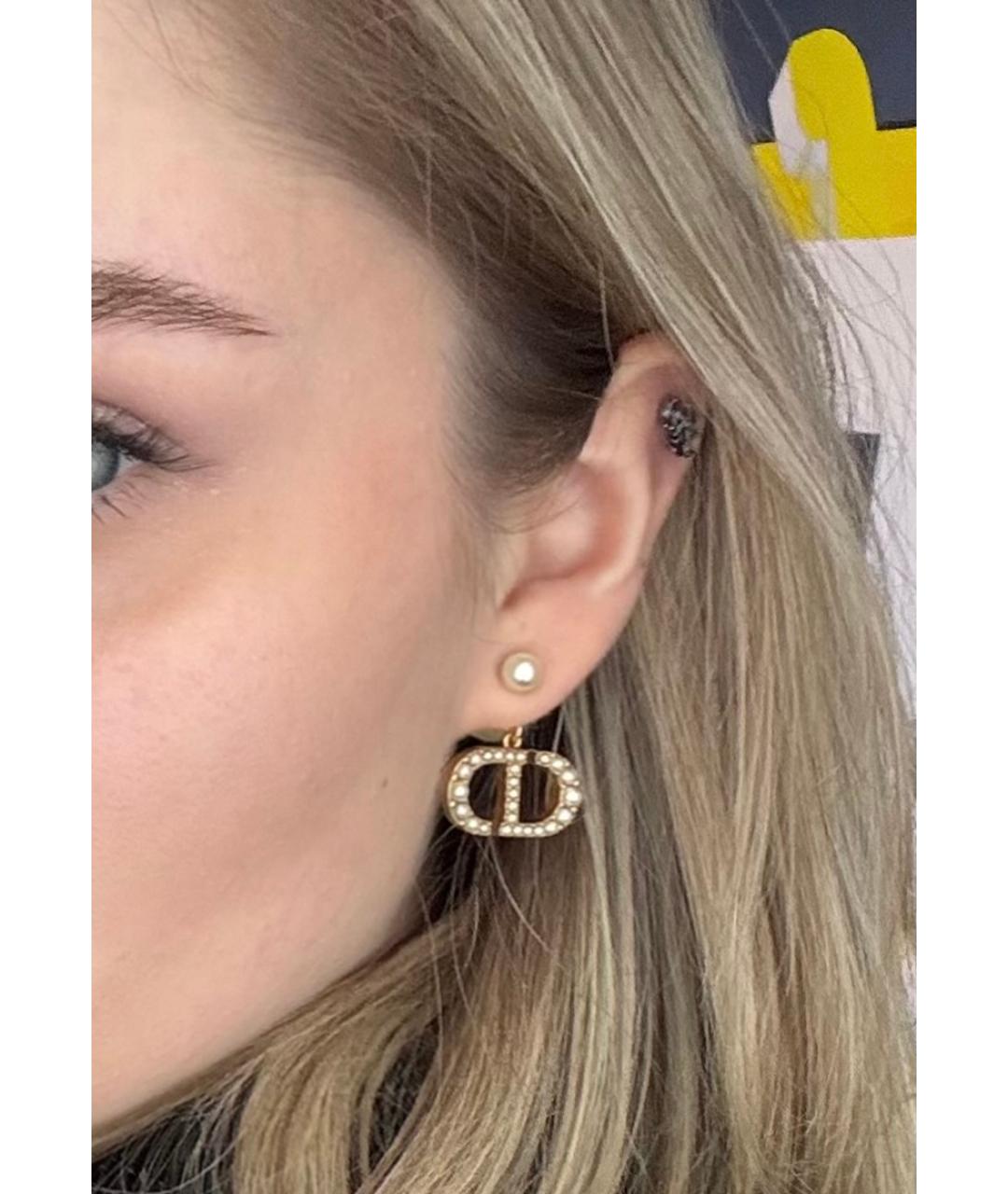 CHRISTIAN DIOR Золотые металлические серьги, фото 2