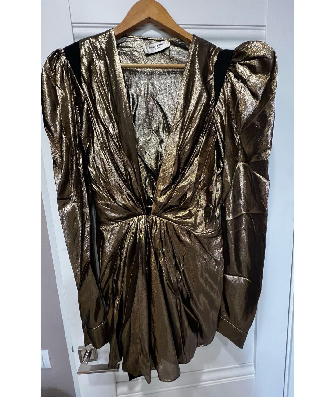SAINT LAURENT Золотое вечернее платье, фото 2