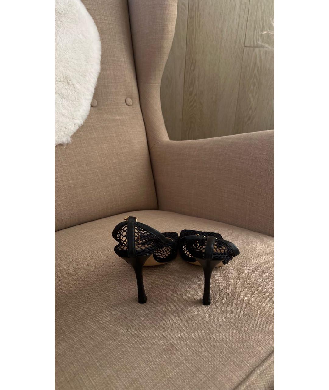BOTTEGA VENETA Черные кожаные босоножки, фото 4