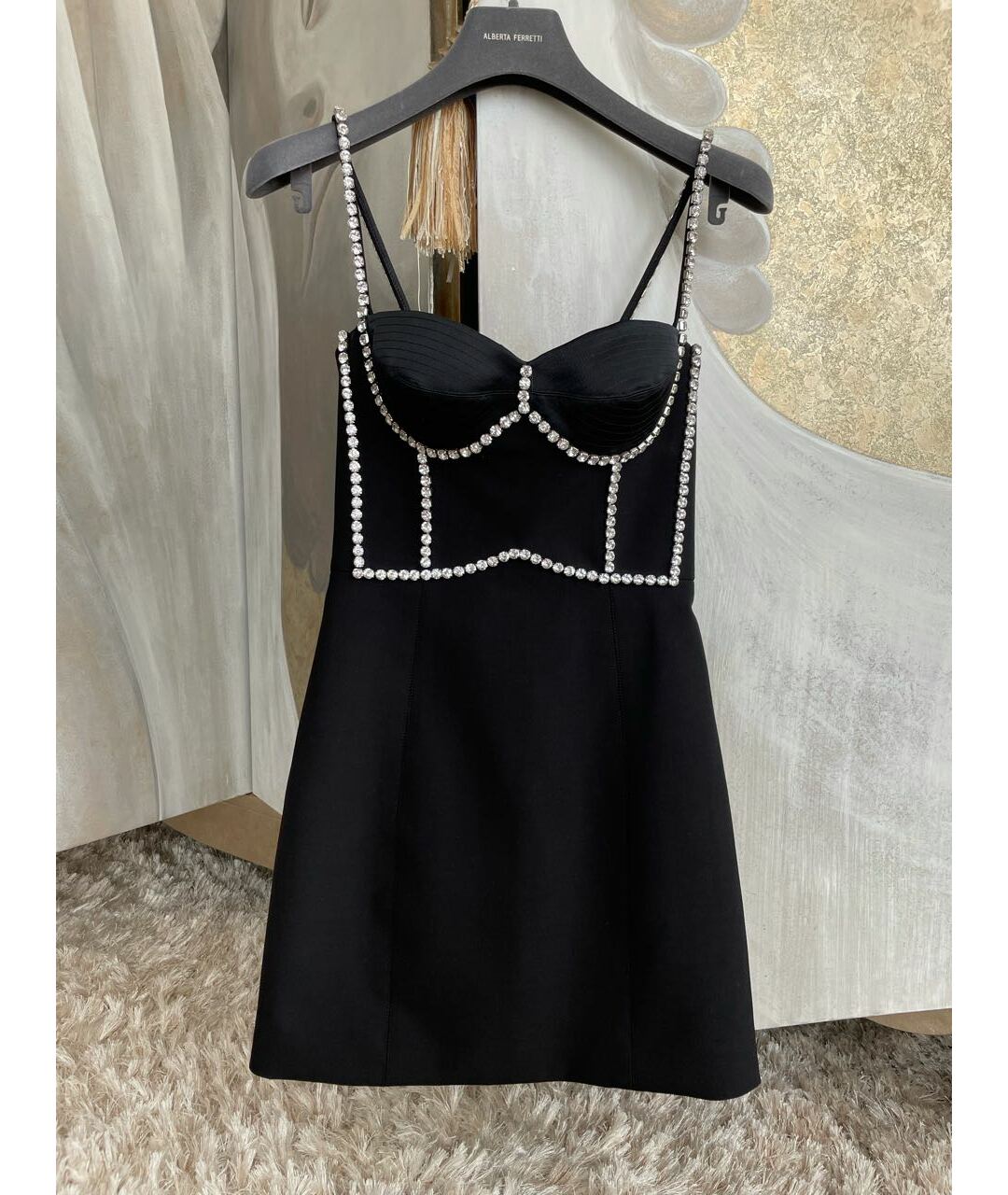 AREA Черное хлопко-эластановое повседневное платье, фото 9