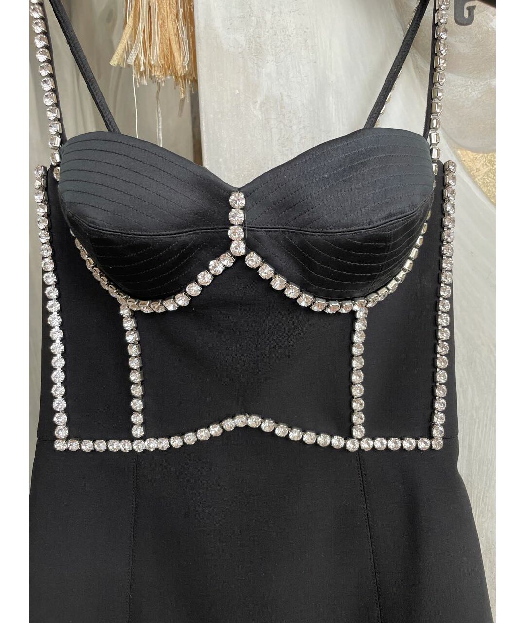 AREA Черное хлопко-эластановое повседневное платье, фото 4