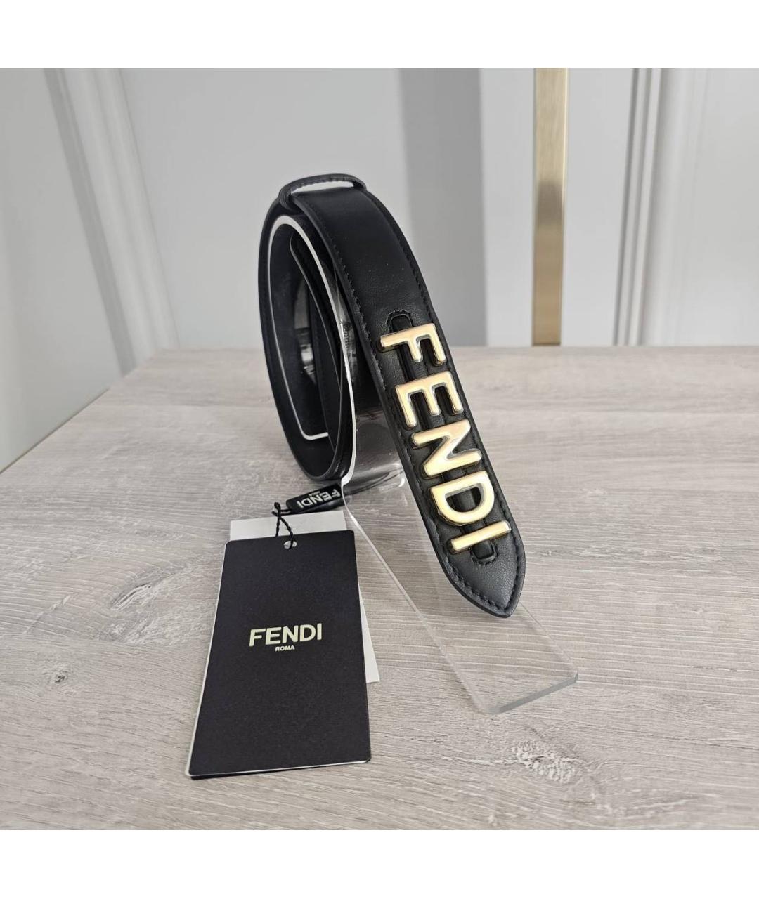 FENDI Черный кожаный ремень, фото 2