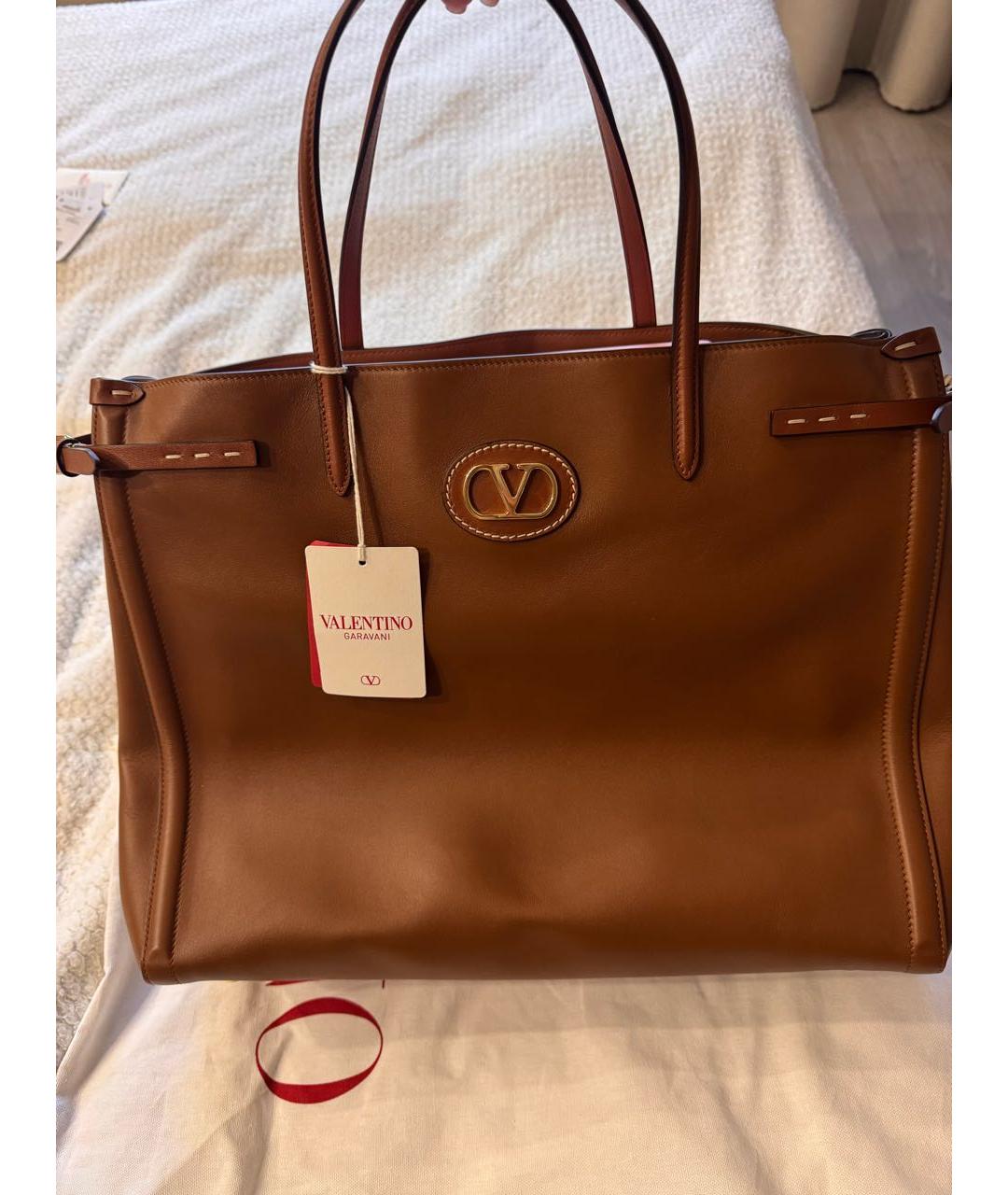 VALENTINO Коричневая кожаная сумка через плечо, фото 5