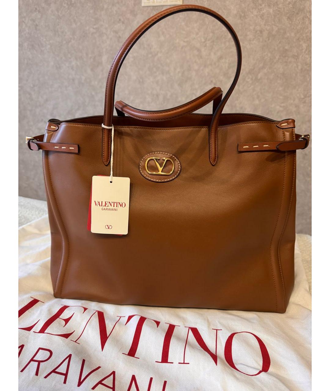 VALENTINO Коричневая кожаная сумка через плечо, фото 8