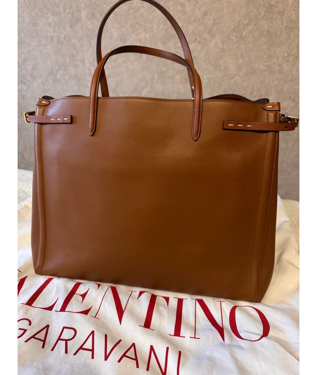 VALENTINO Коричневая кожаная сумка через плечо, фото 3