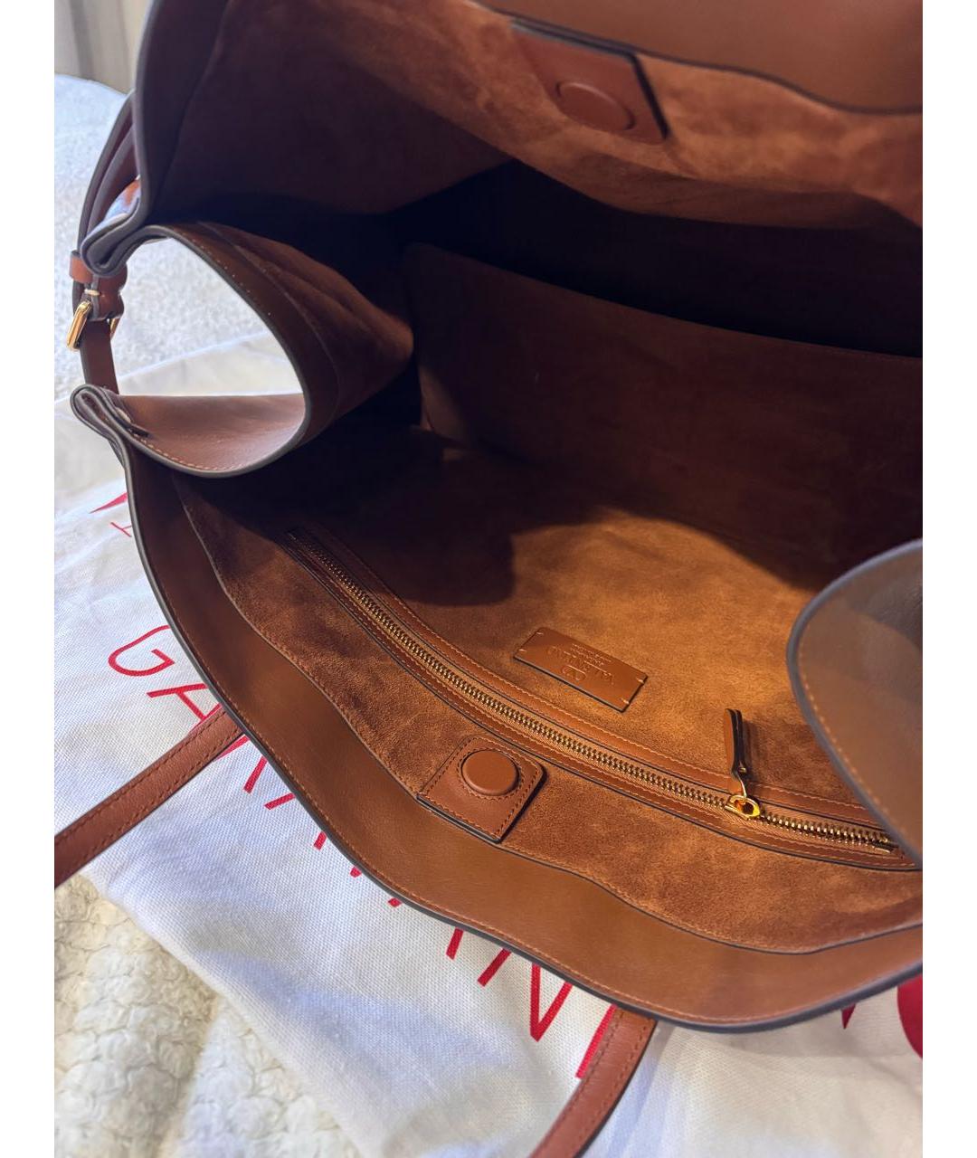 VALENTINO Коричневая кожаная сумка через плечо, фото 4