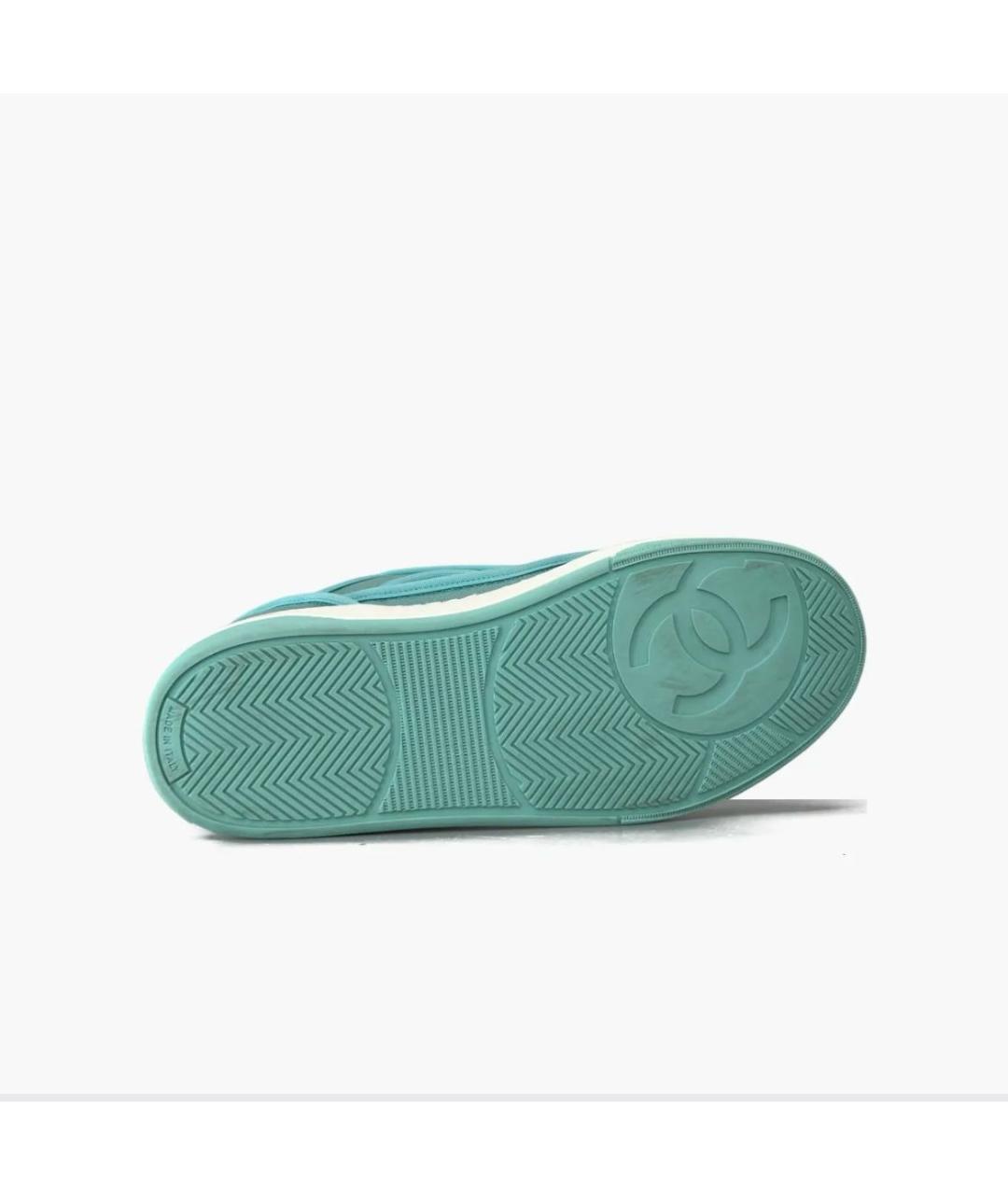 CHANEL Бирюзовые текстильные кроссовки, фото 6