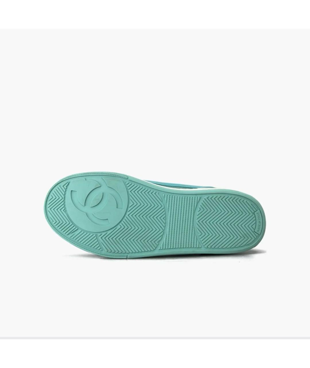 CHANEL Бирюзовые текстильные кроссовки, фото 7