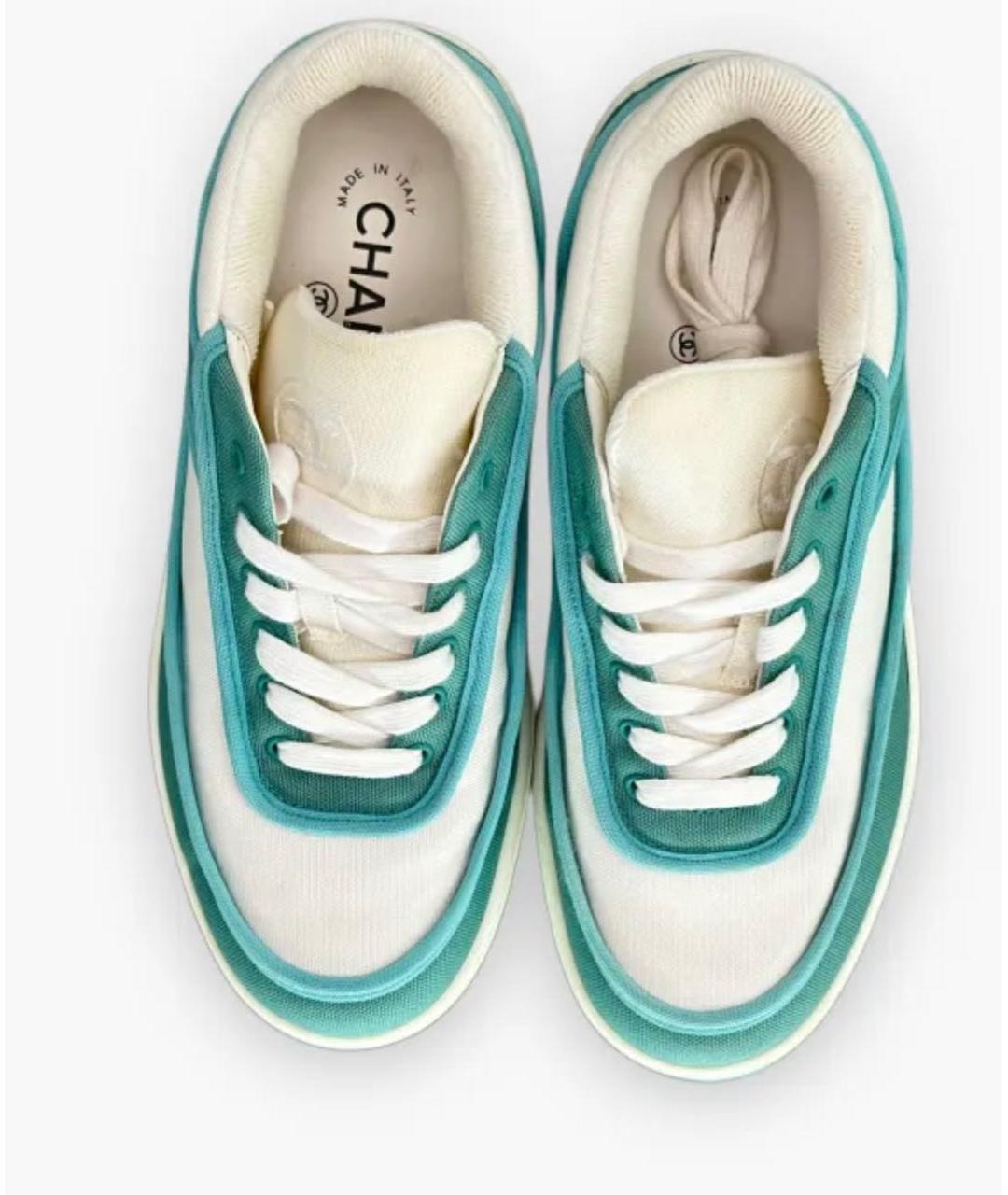 CHANEL Бирюзовые текстильные кроссовки, фото 8