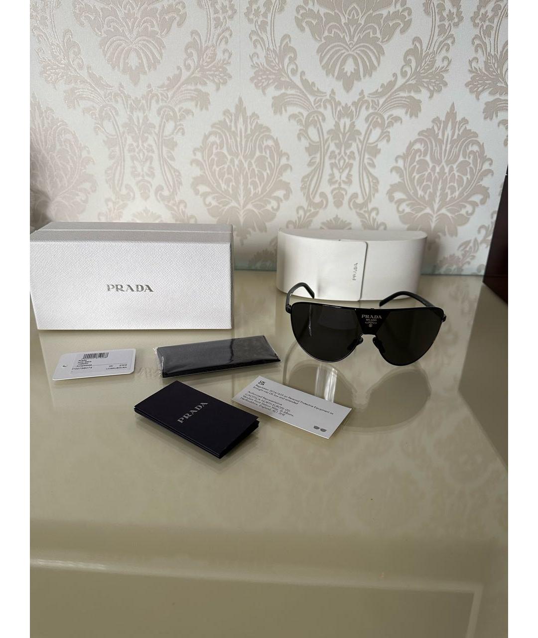 PRADA Черные металлические солнцезащитные очки, фото 4