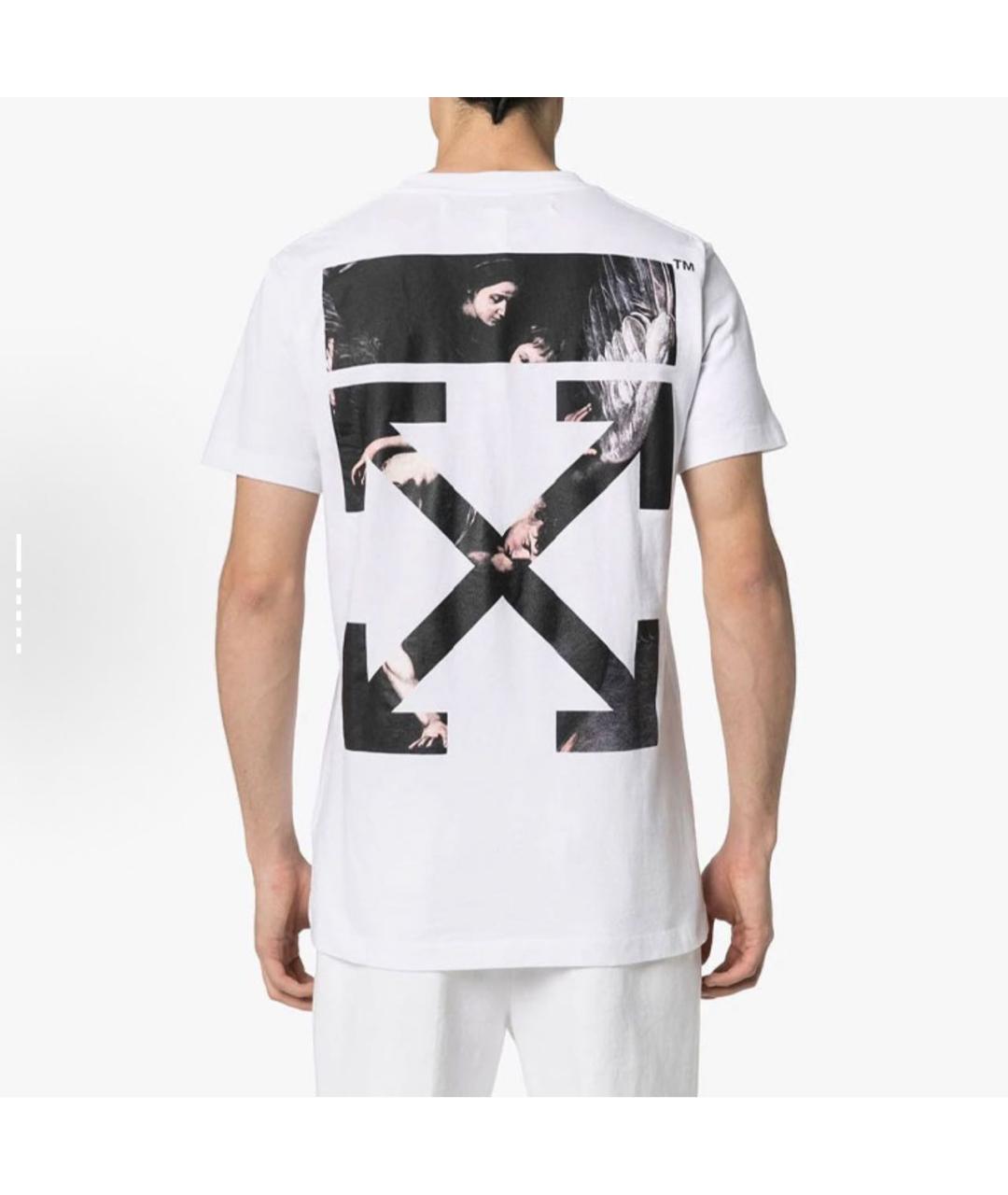 OFF-WHITE Белая хлопковая футболка, фото 4