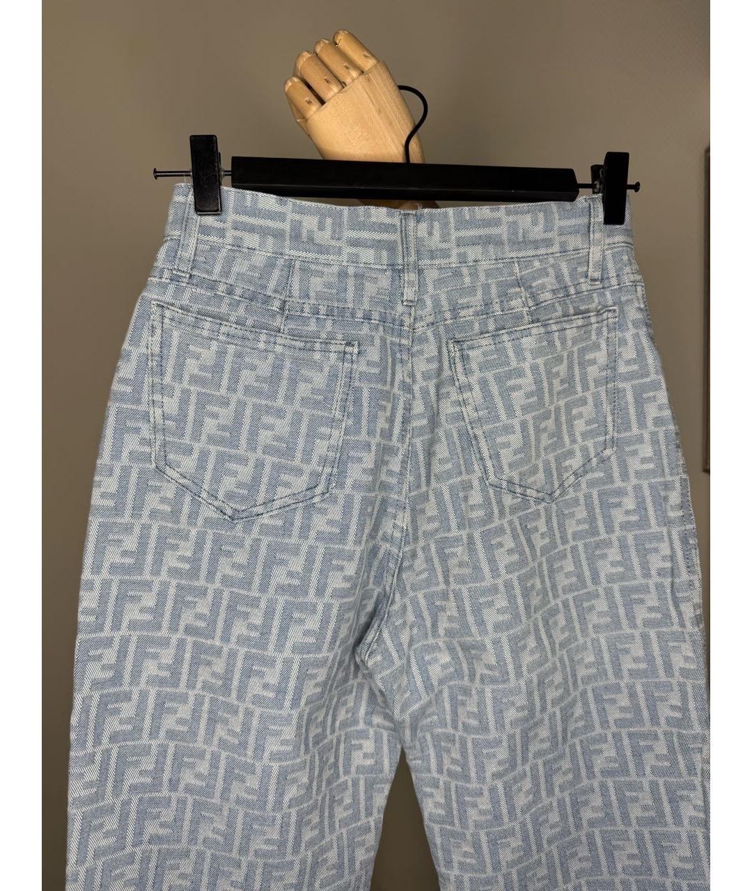 FENDI Голубые хлопковые джинсы слим, фото 7