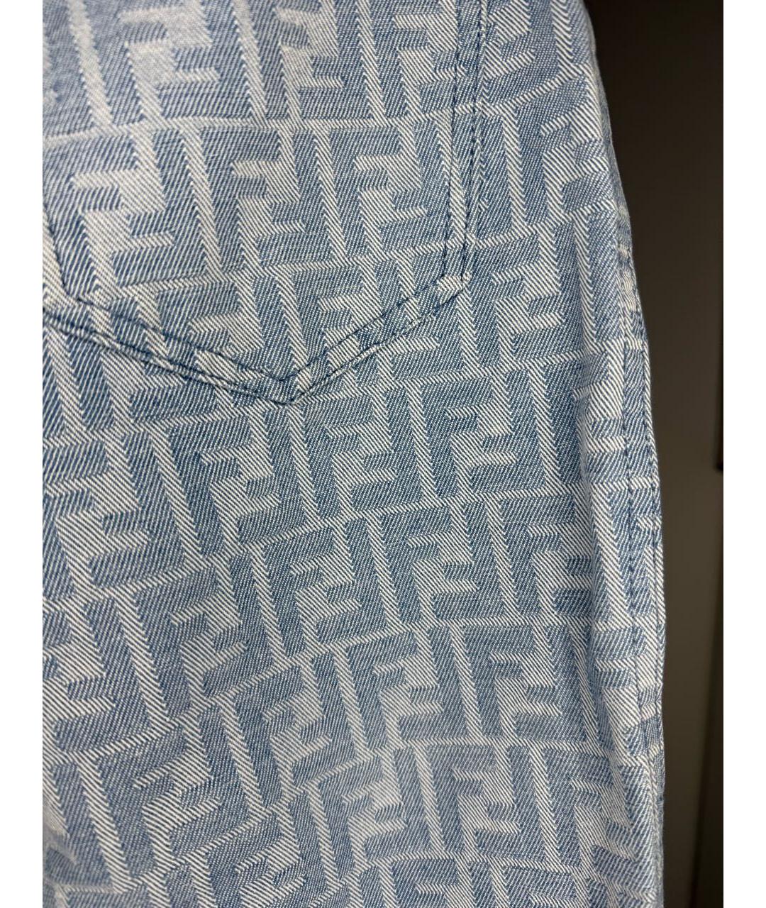 FENDI Голубые хлопковые джинсы слим, фото 3