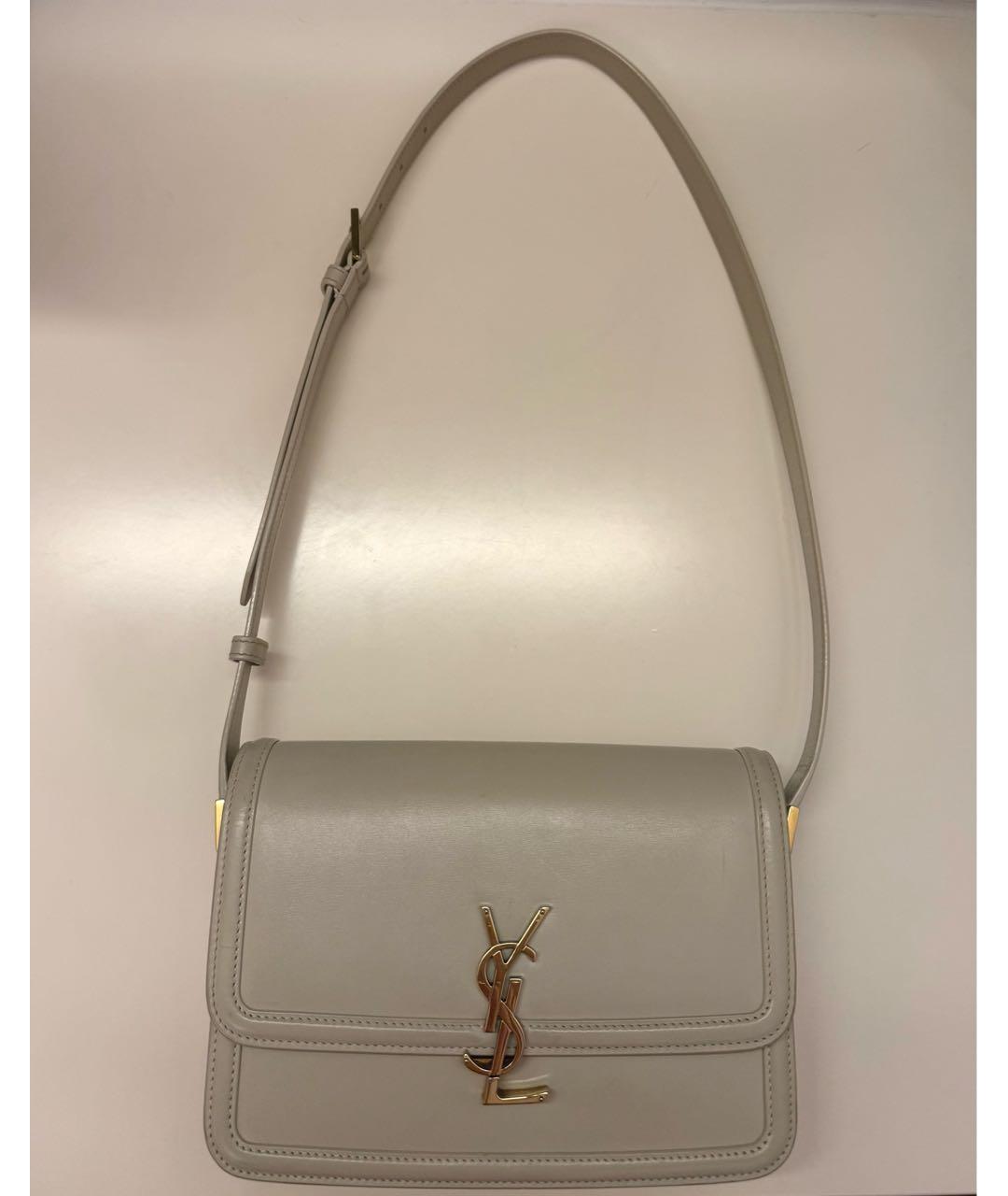 SAINT LAURENT Бежевая кожаная сумка через плечо, фото 5