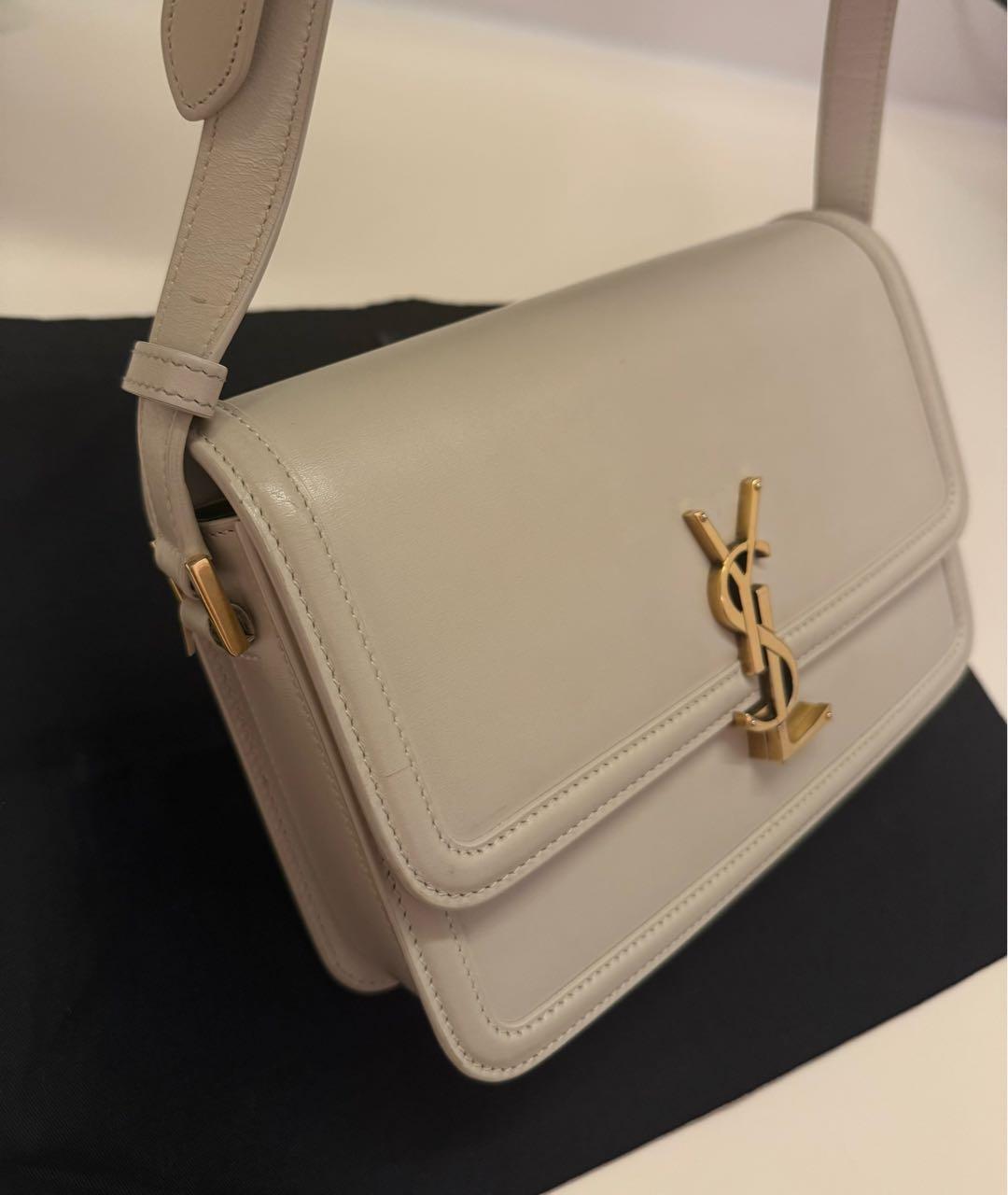 SAINT LAURENT Бежевая кожаная сумка через плечо, фото 2