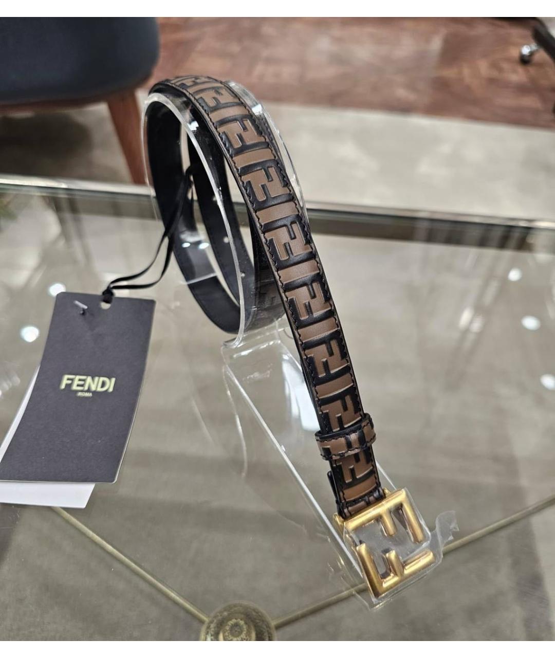 FENDI Коричневый кожаный ремень, фото 2