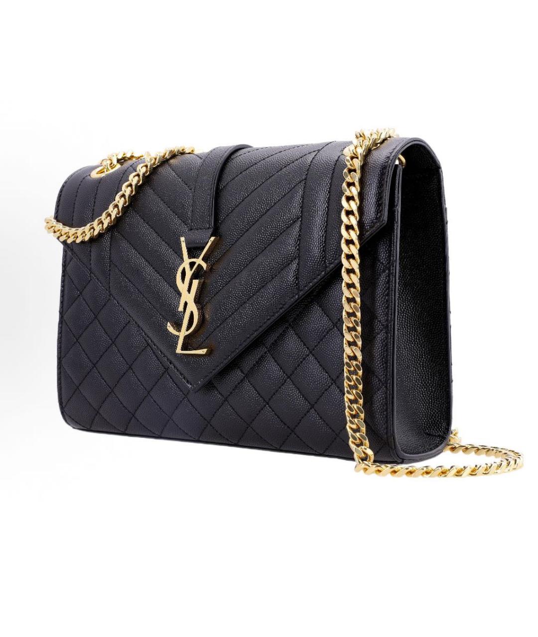 SAINT LAURENT Черная кожаная сумка через плечо, фото 3