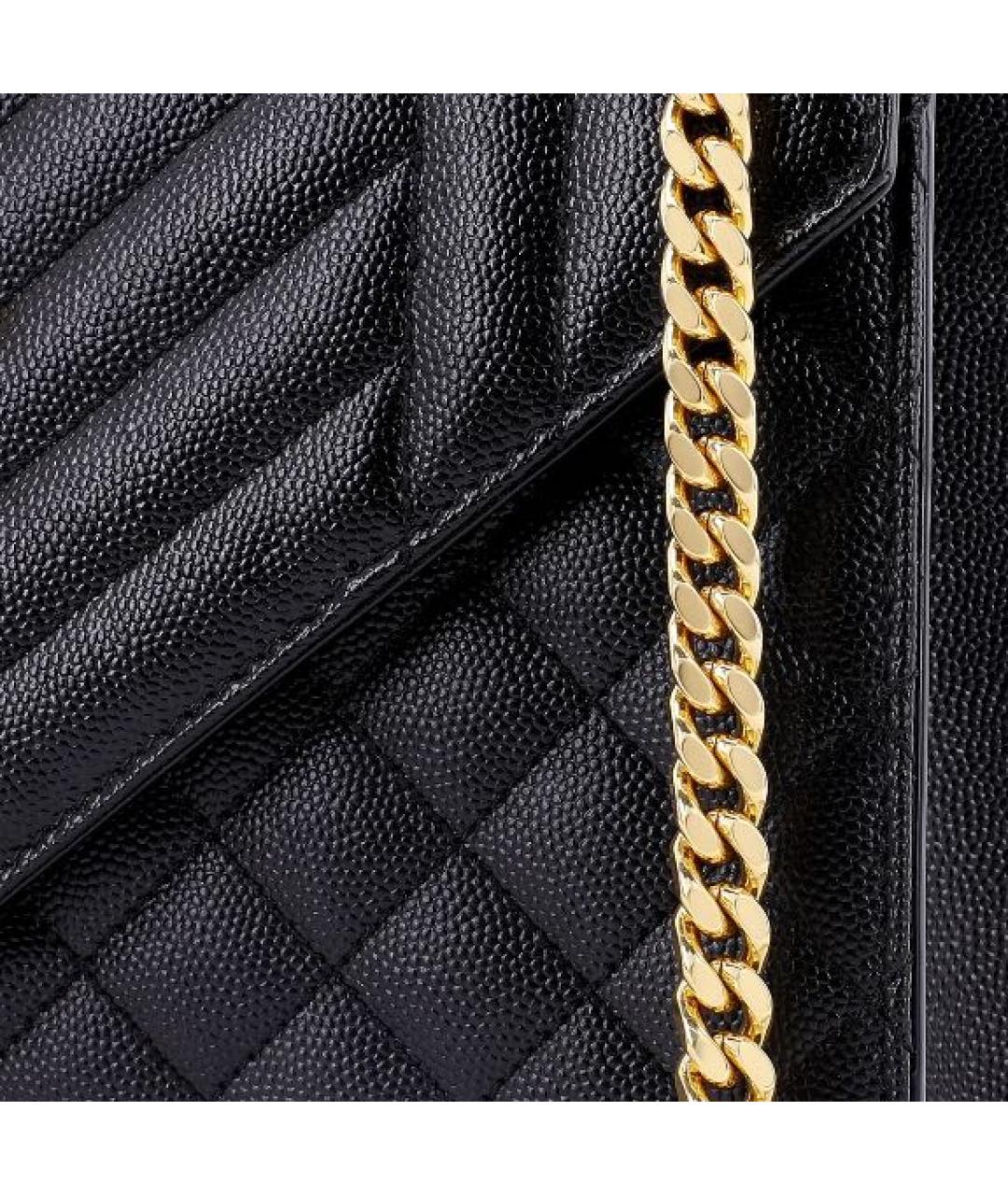 SAINT LAURENT Черная кожаная сумка через плечо, фото 6