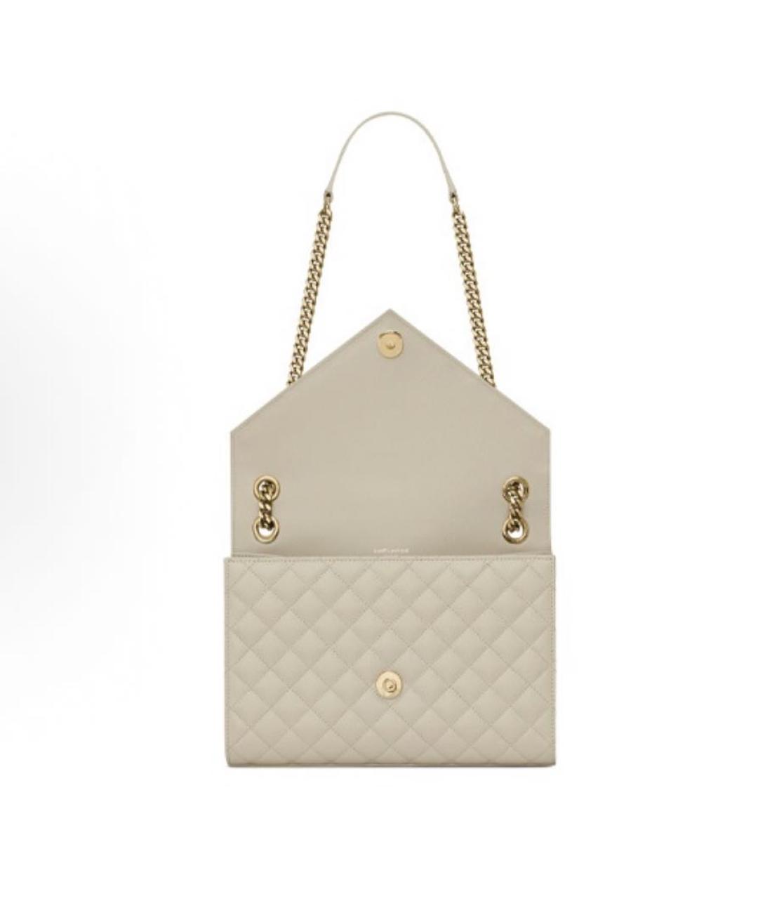 SAINT LAURENT Бежевая кожаная сумка через плечо, фото 4