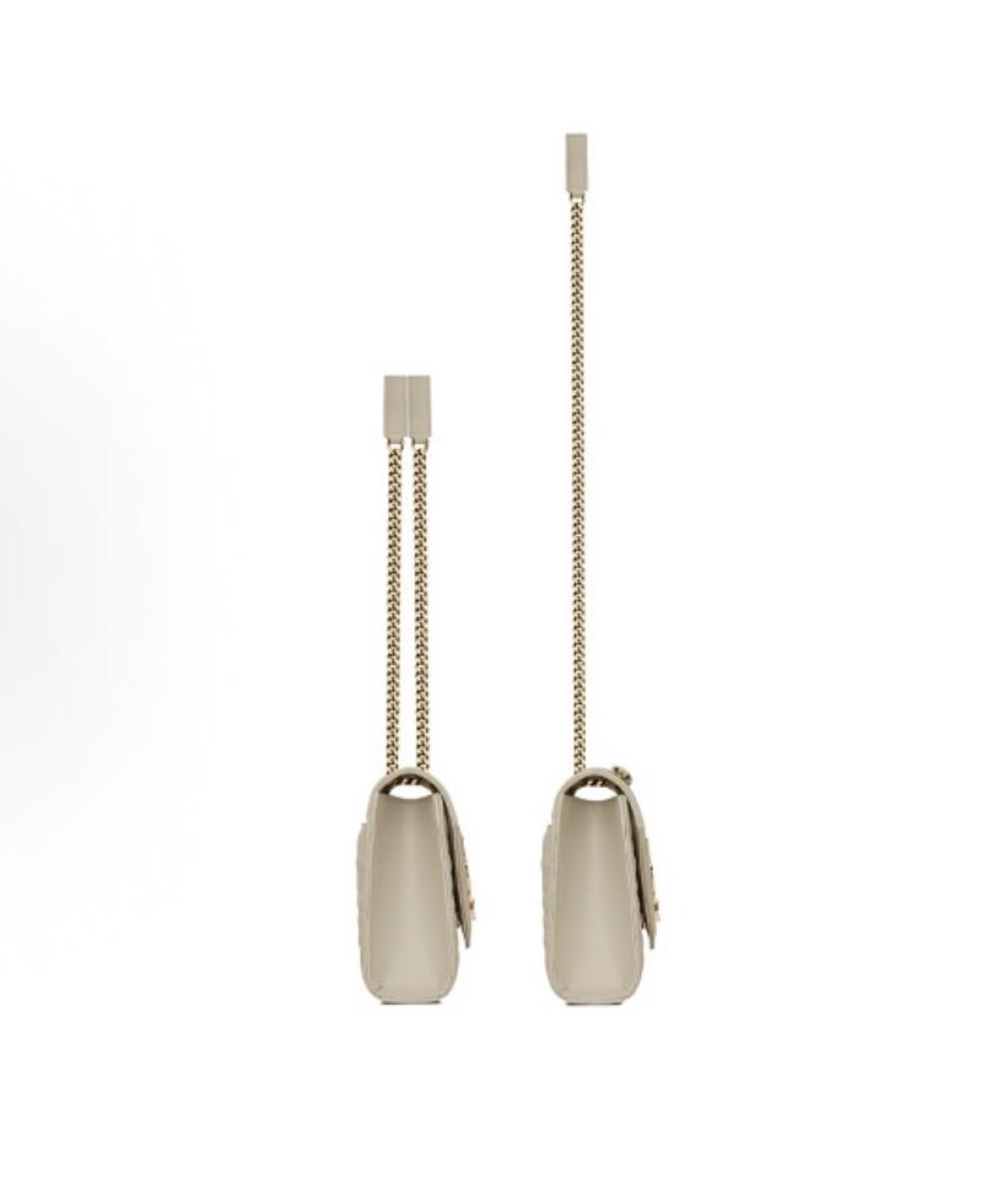 SAINT LAURENT Бежевая кожаная сумка через плечо, фото 5