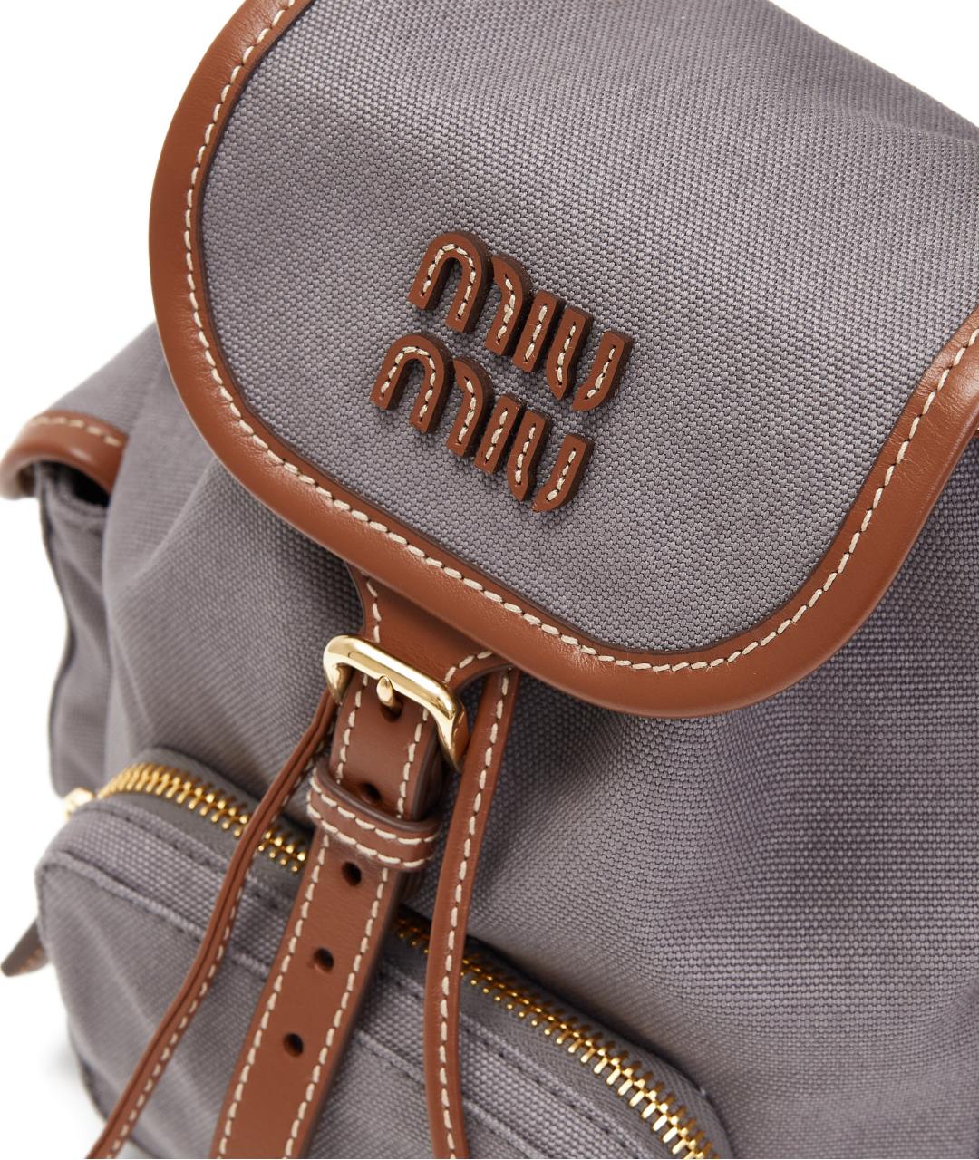MIU MIU Серый тканевый рюкзак, фото 4