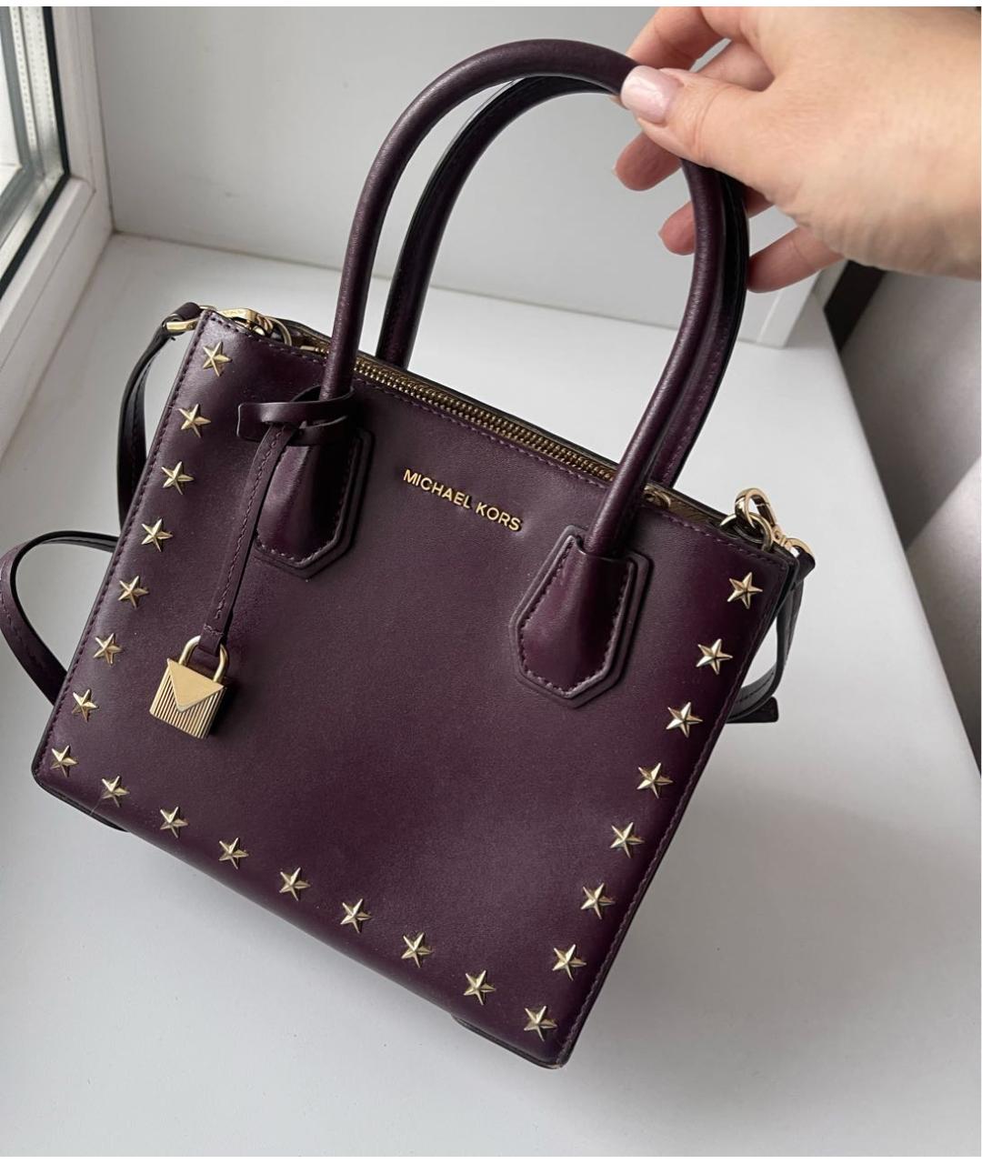 MICHAEL MICHAEL KORS Фиолетовая кожаная сумка через плечо, фото 2