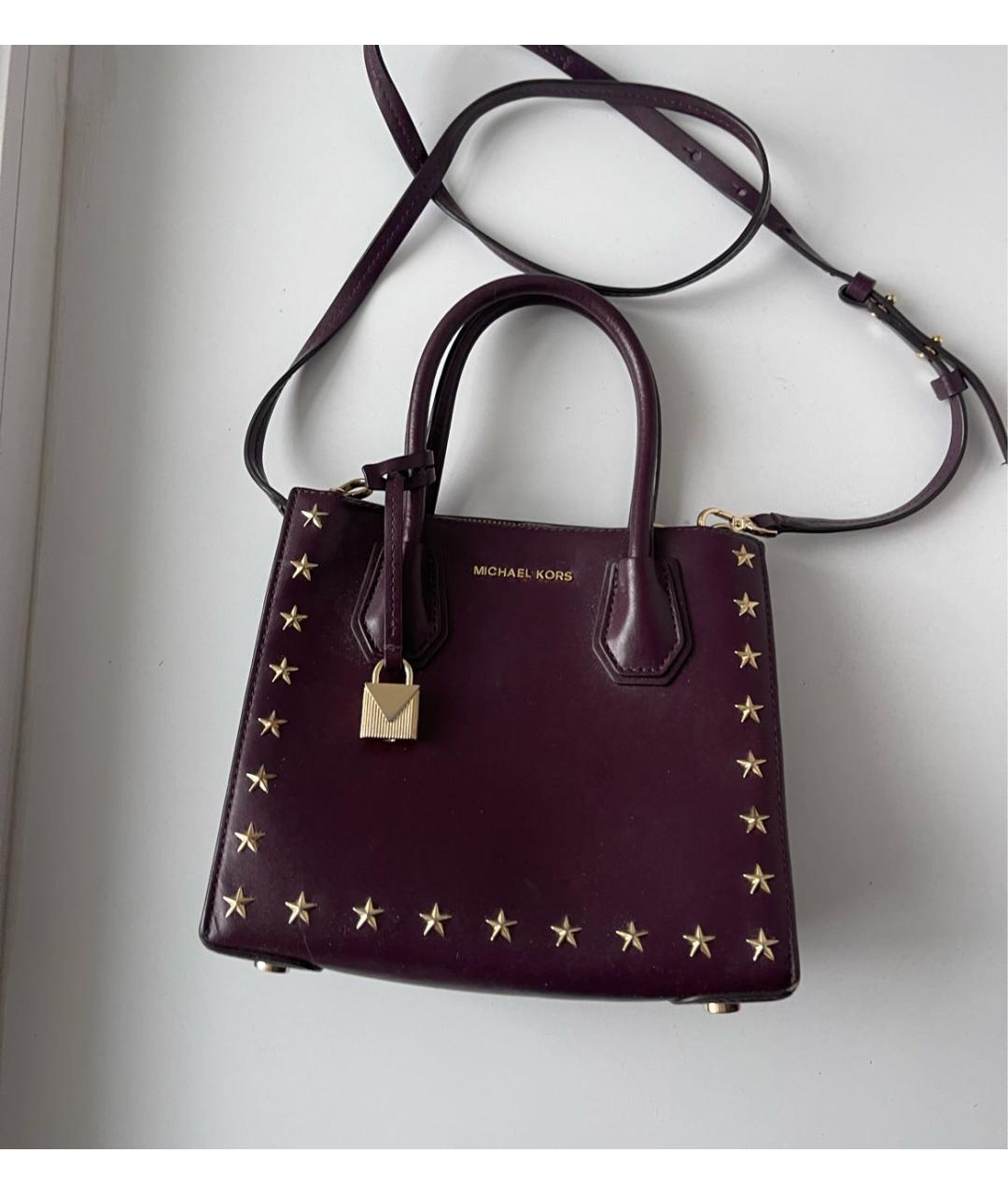 MICHAEL MICHAEL KORS Фиолетовая кожаная сумка через плечо, фото 7