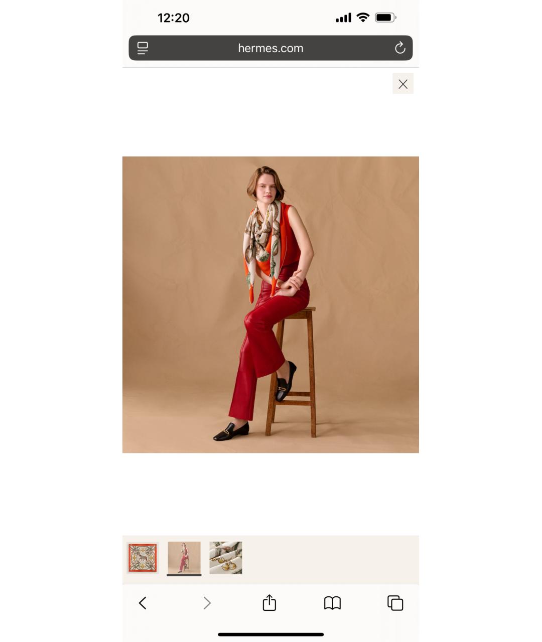 HERMES Бежевый кашемировый платок, фото 2