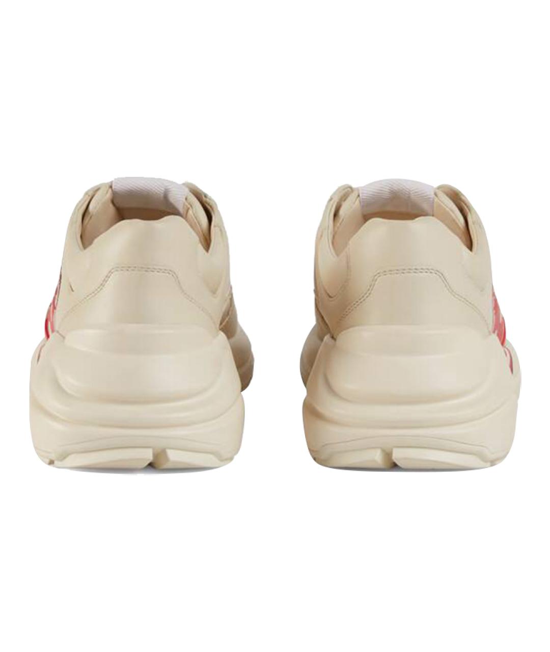 GUCCI Бежевые кожаные кроссовки, фото 5