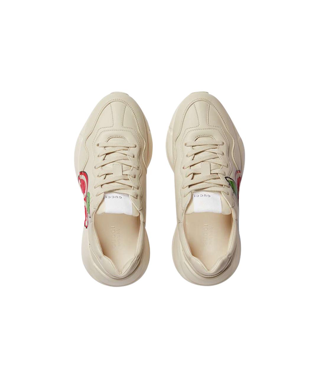 GUCCI Бежевые кожаные кроссовки, фото 3