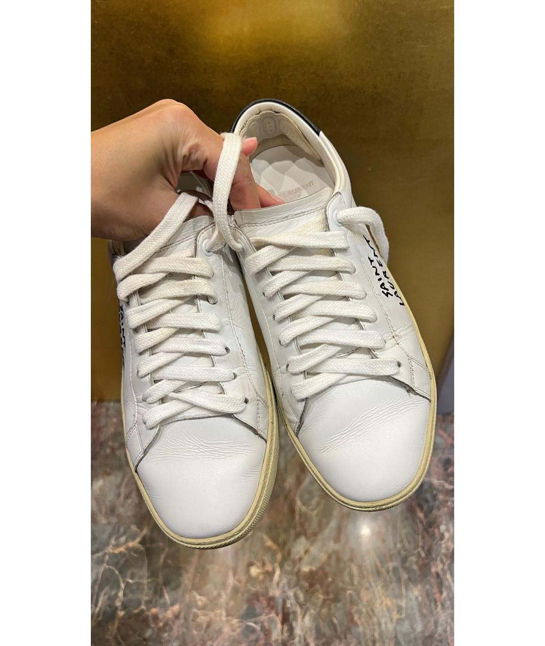 SAINT LAURENT Белые кожаные кеды, фото 7