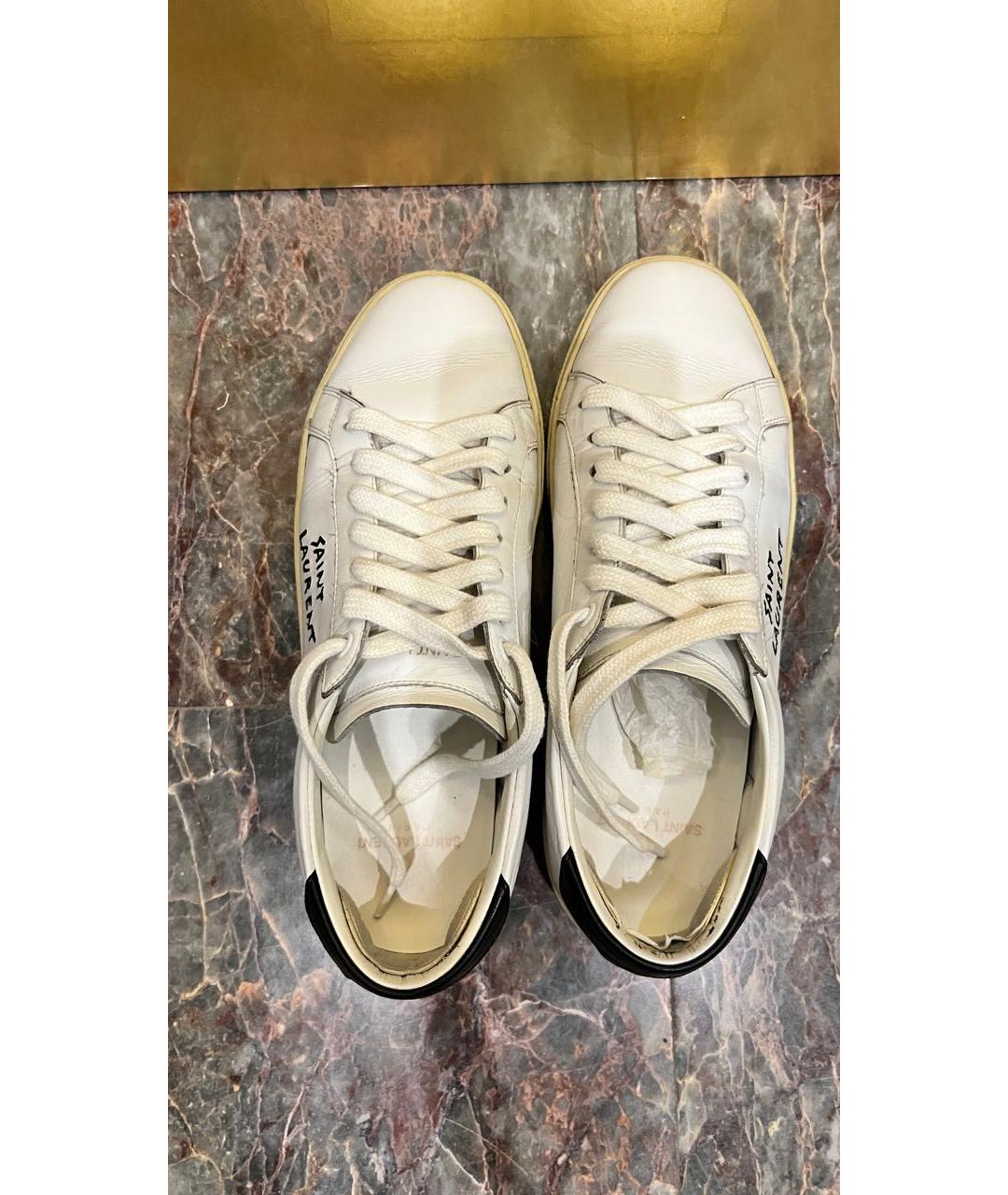 SAINT LAURENT Белые кожаные кеды, фото 3