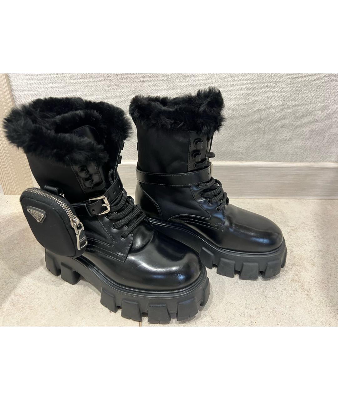 PRADA Черные кожаные ботинки, фото 5