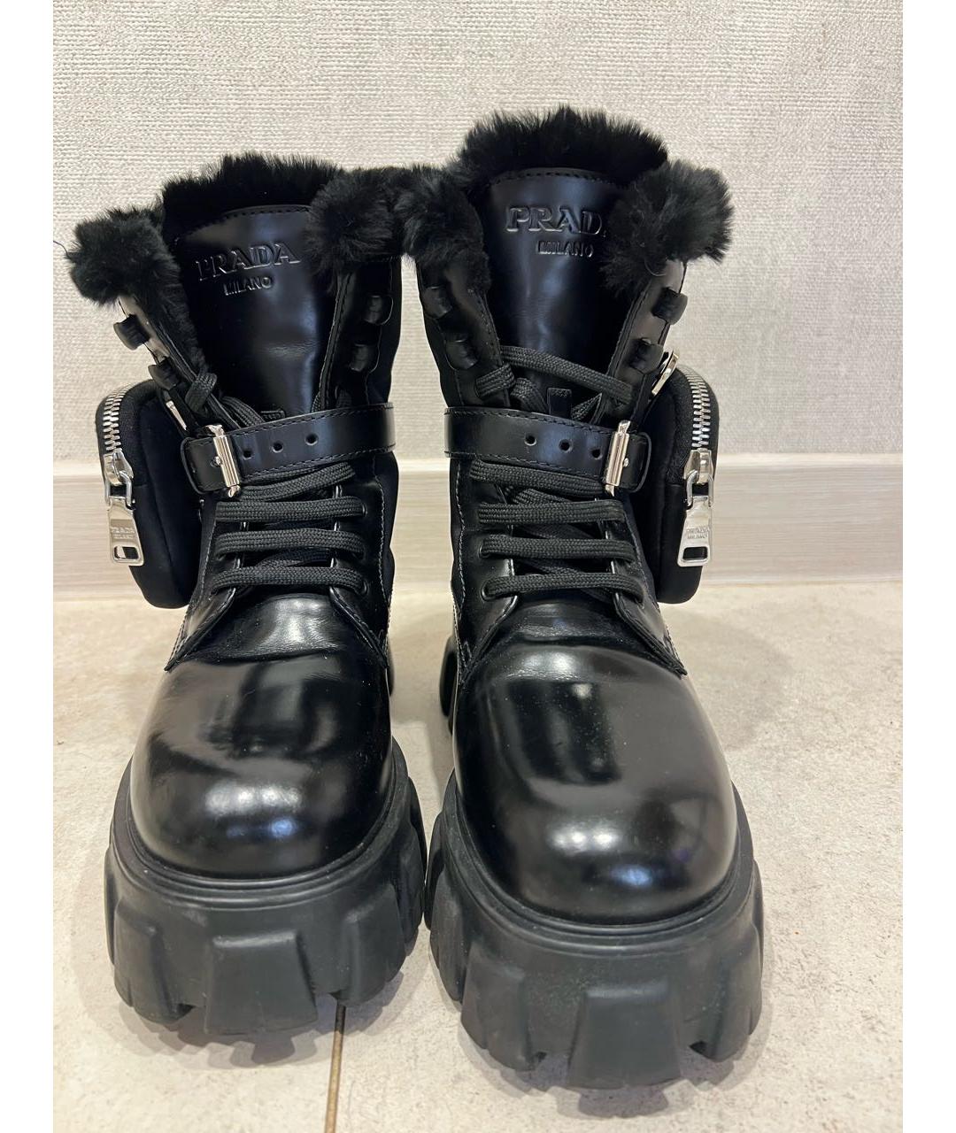 PRADA Черные кожаные ботинки, фото 2