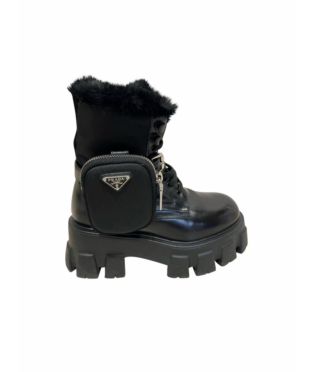 PRADA Черные кожаные ботинки, фото 1