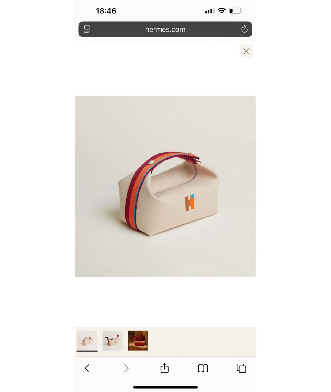 HERMES Бежевая хлопковая косметичка, фото 7