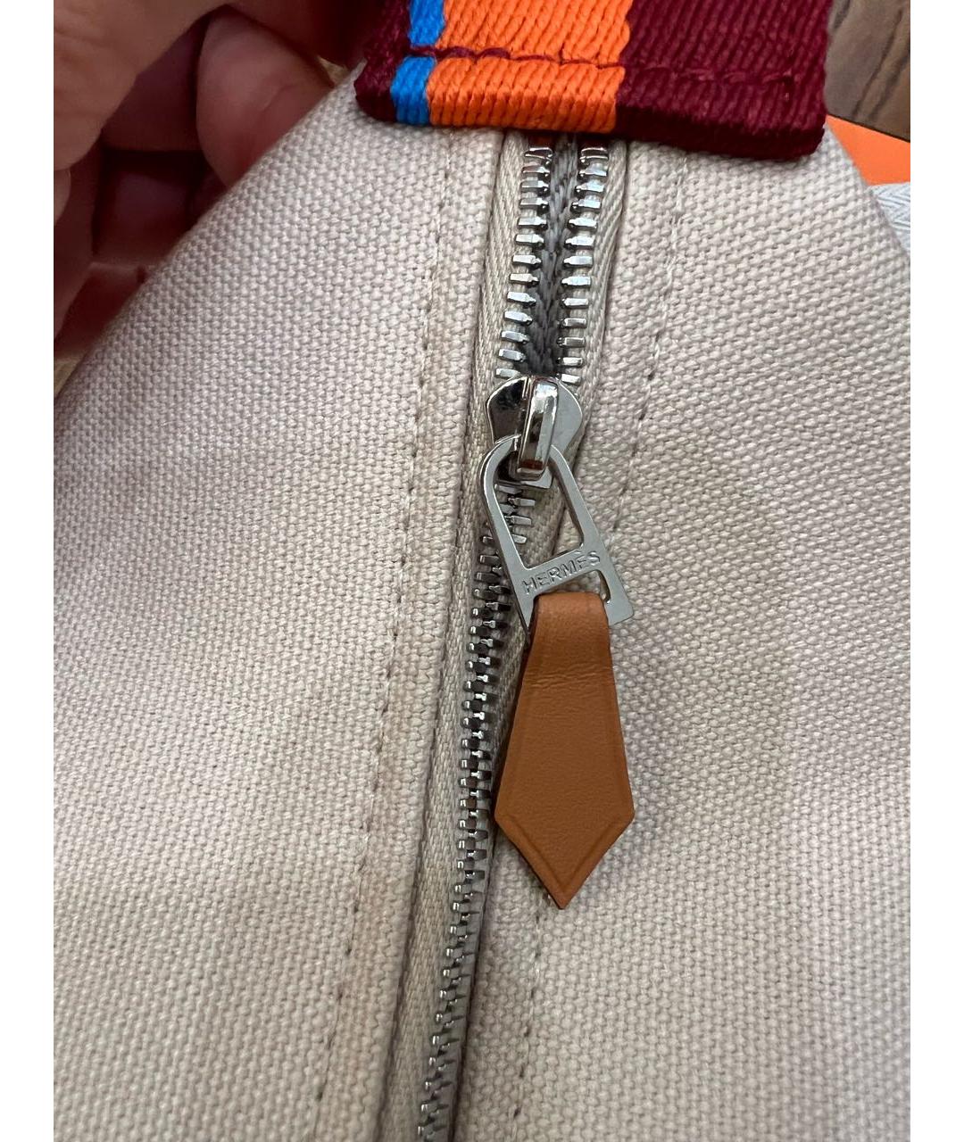 HERMES Бежевая хлопковая косметичка, фото 6