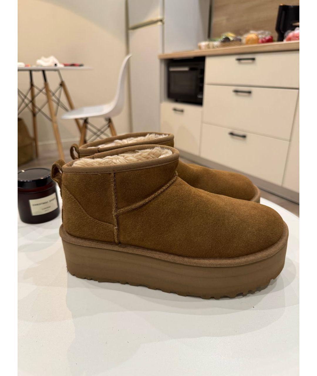 UGG AUSTRALIA Коричневые нубуковые полусапоги, фото 7
