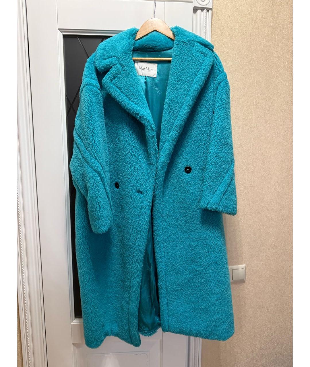 MAX MARA Бирюзовая шерстяная шуба, фото 5