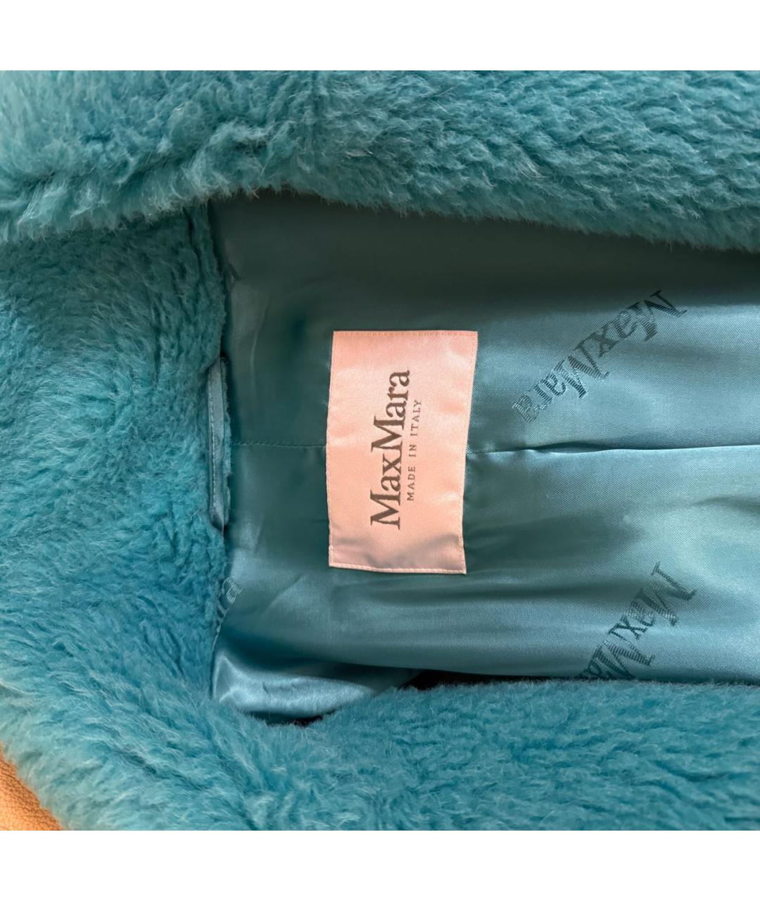MAX MARA Бирюзовая шерстяная шуба, фото 3