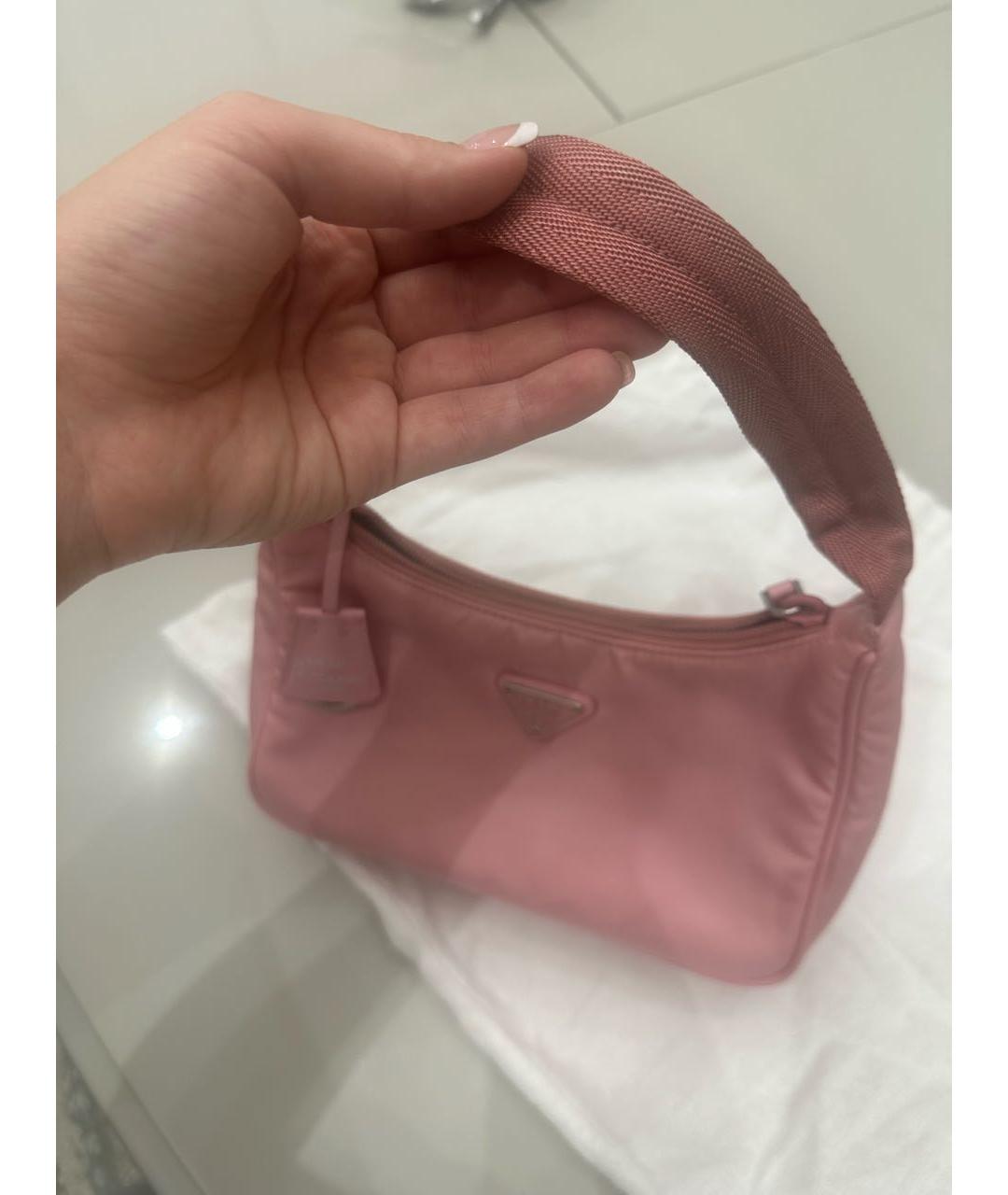 PRADA Розовая тканевая сумка с короткими ручками, фото 2