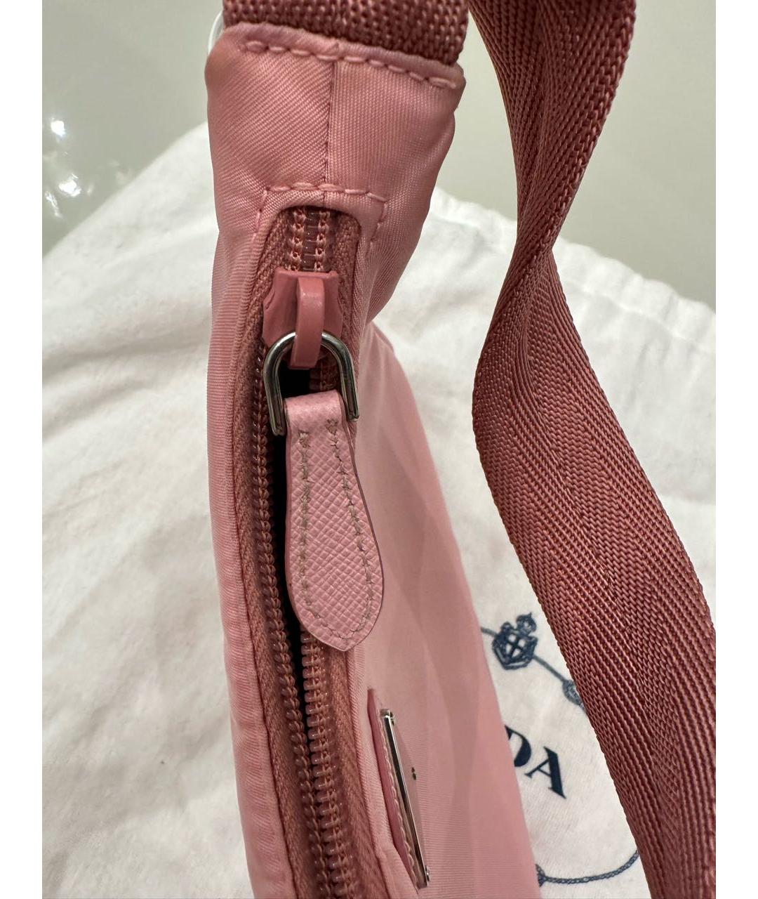 PRADA Розовая тканевая сумка с короткими ручками, фото 6